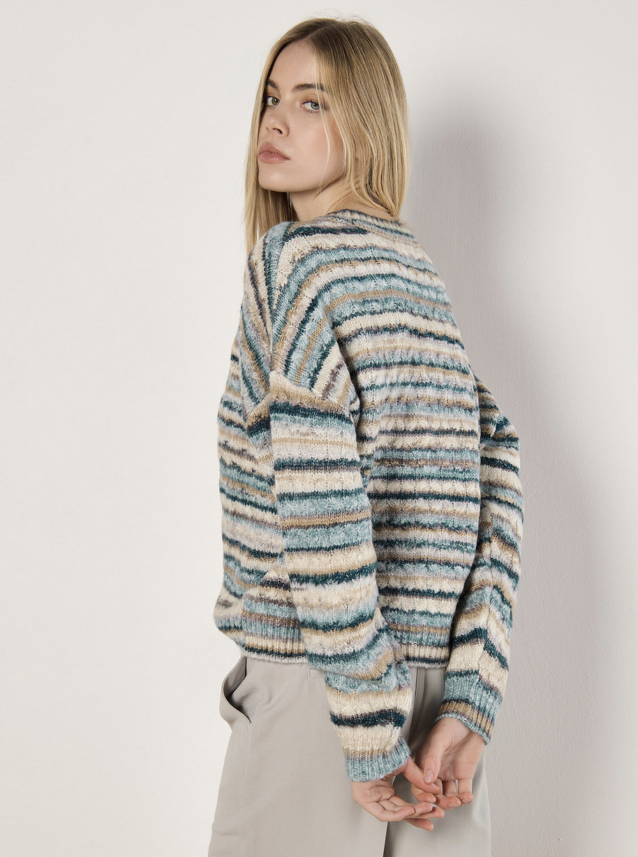 Apricot - Multicoloured Lined Sweater Teal M