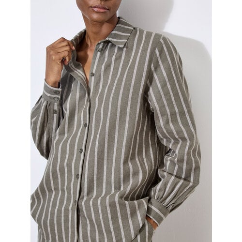 Apricot Striped Linen Mix Shirt