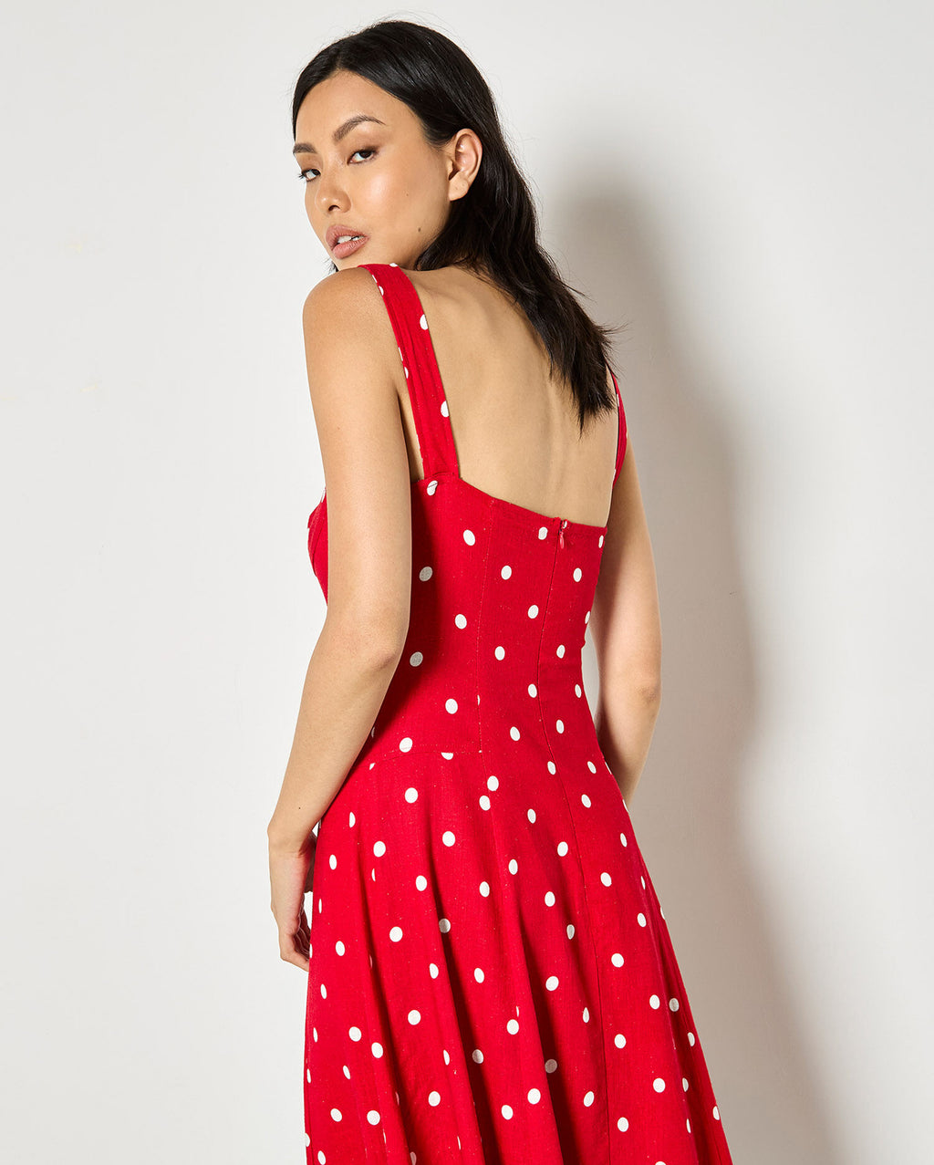APRICOT Polka Dot Midi Dress