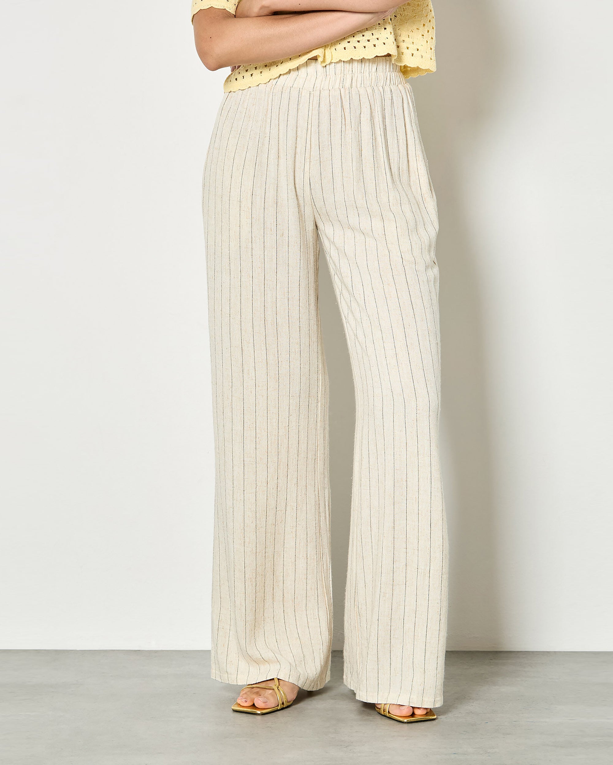 APRICOT Pinstripe Linen Pant