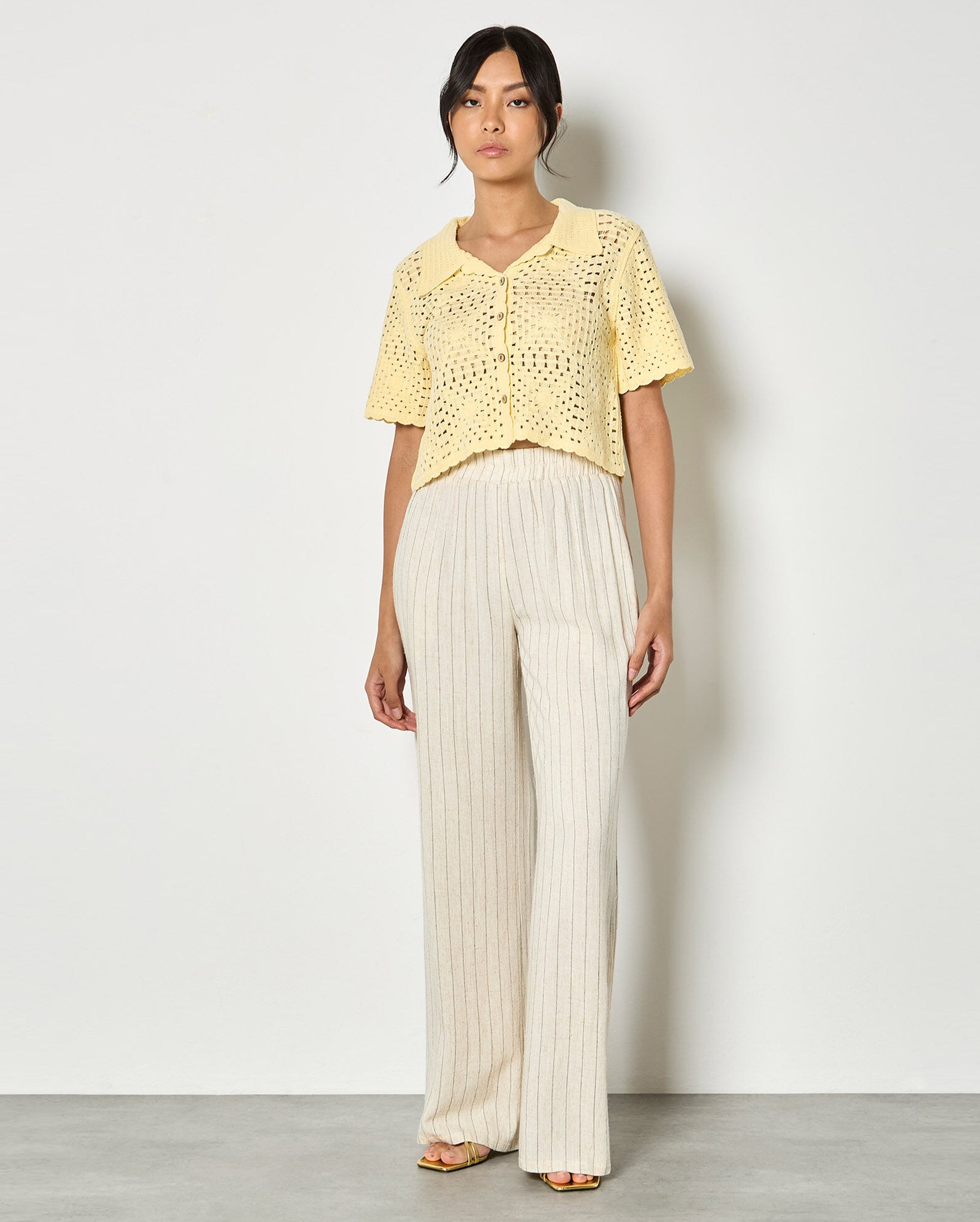 APRICOT Pinstripe Linen Pant