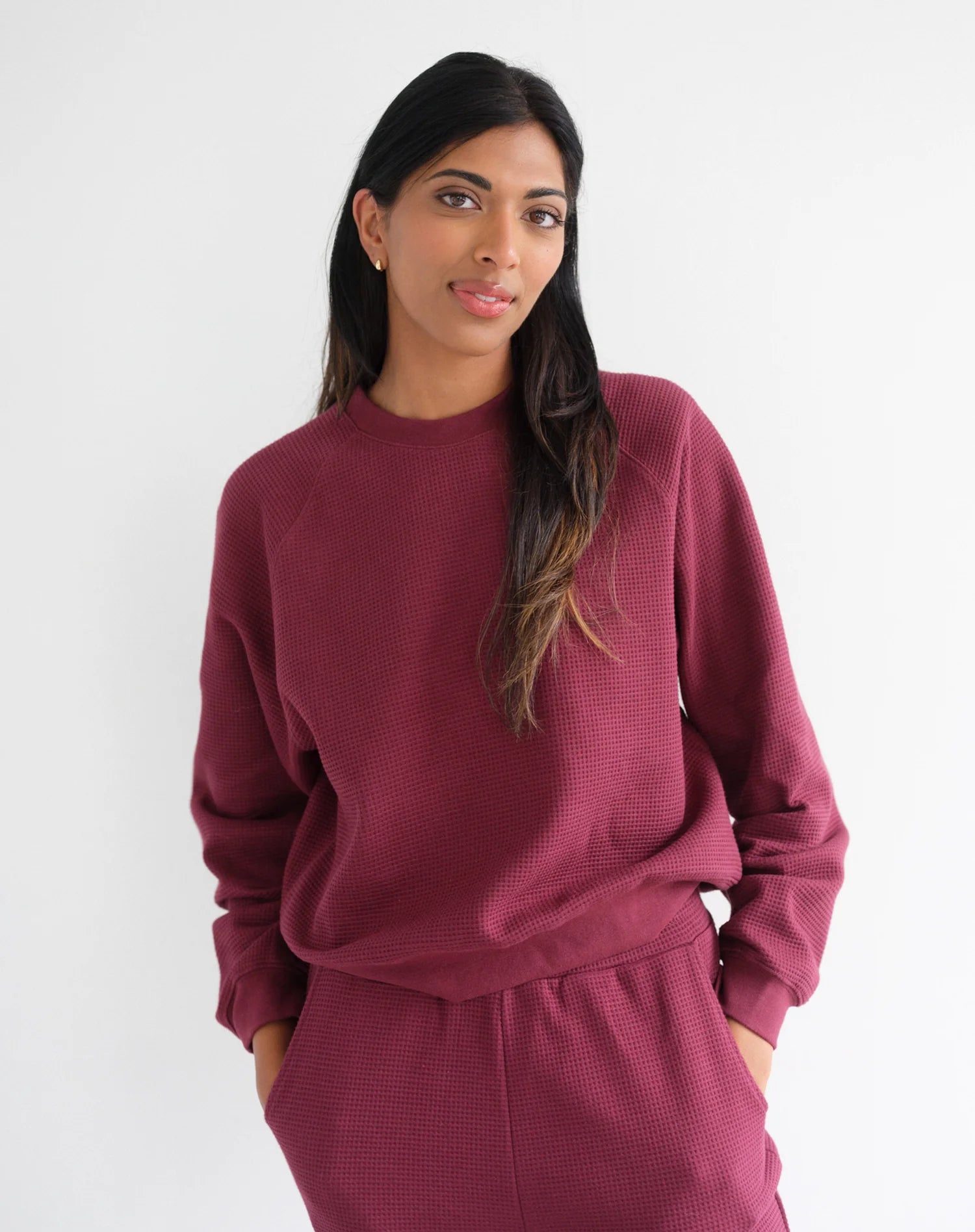 Brunette The Label Waffle Raglan Top