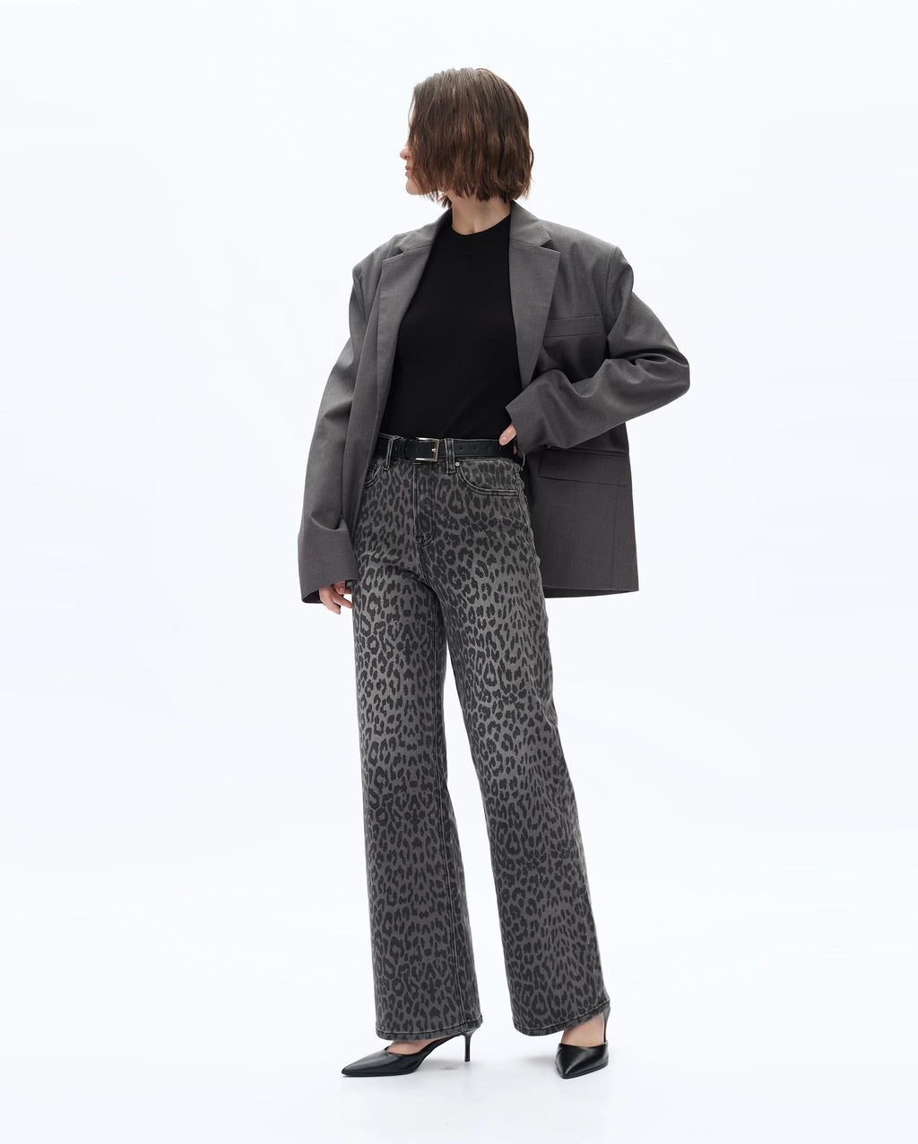 BAYEAS Leopard Print Wide Leg Jeans