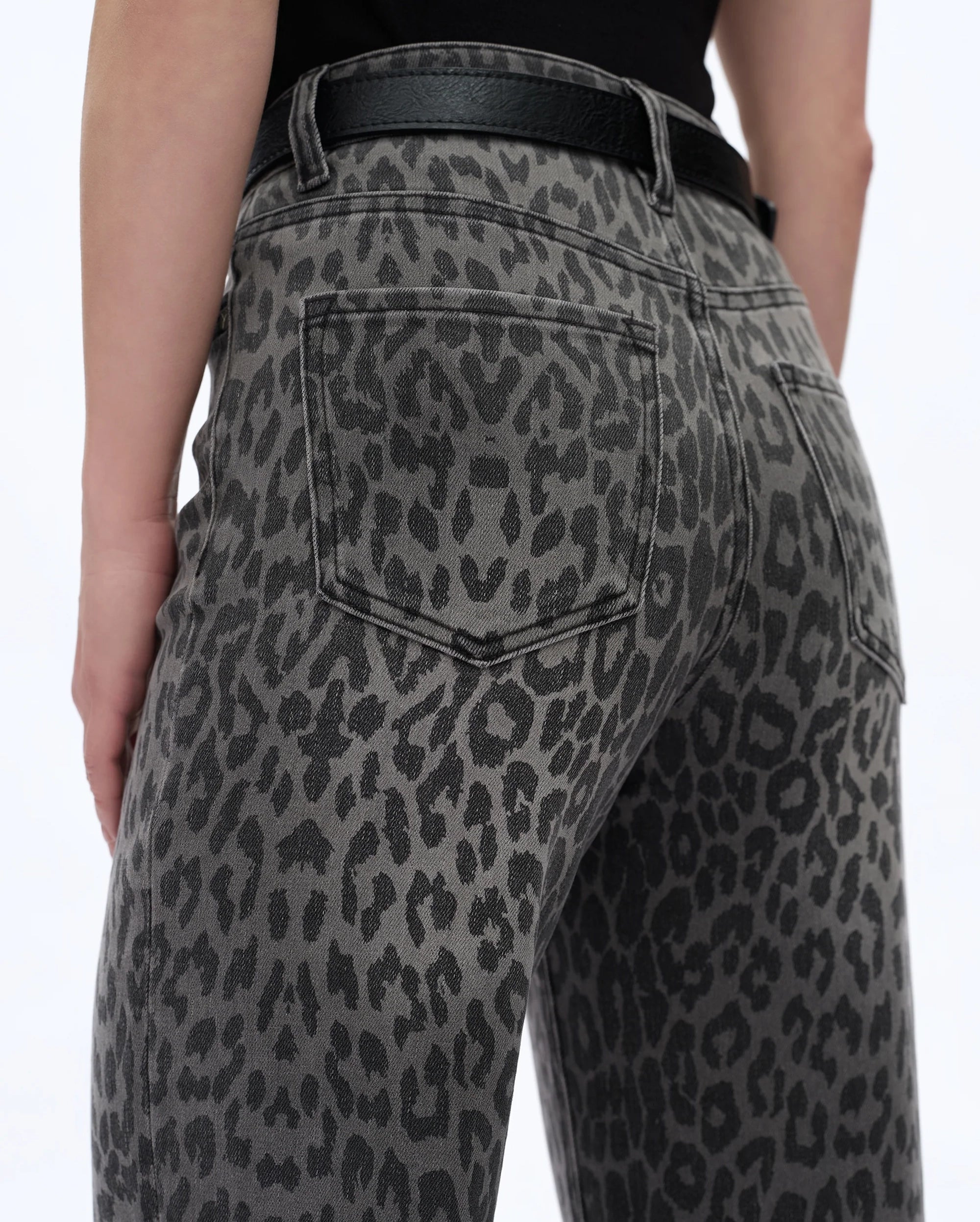 BAYEAS Leopard Print Wide Leg Jeans