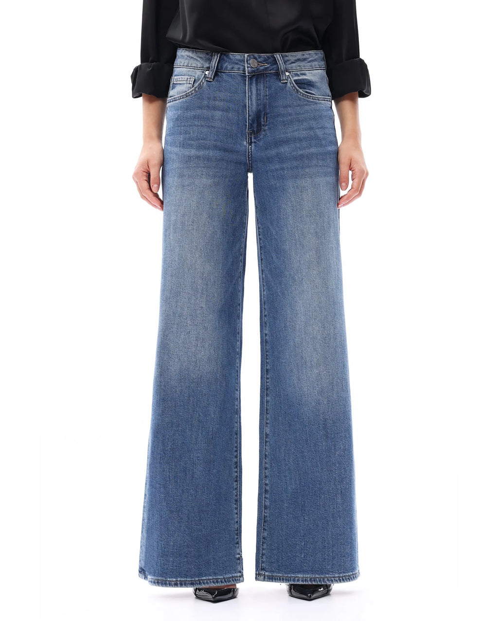 BAYEAS Mid Rise Wide Leg Denim