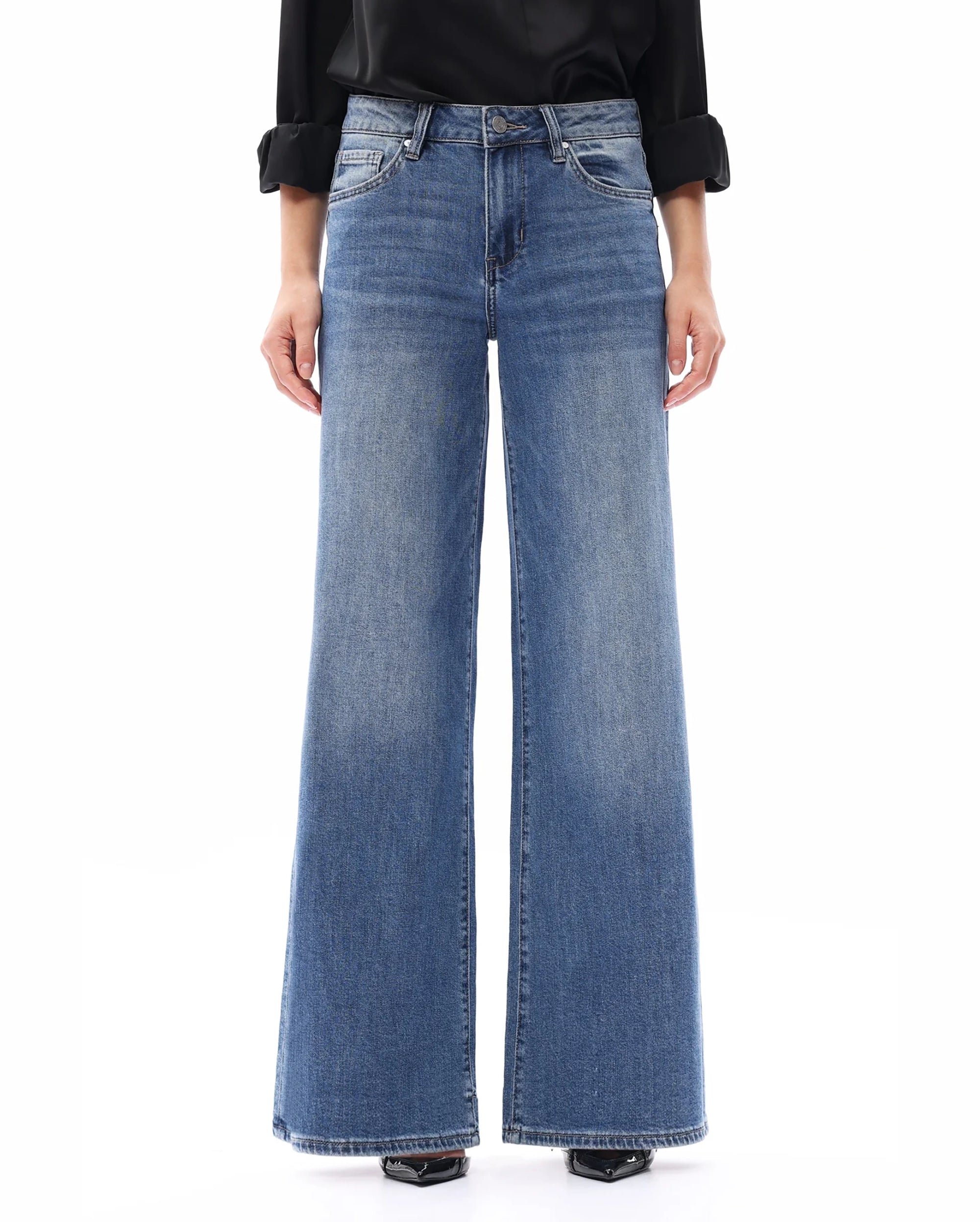 BAYEAS Mid Rise Wide Leg Denim
