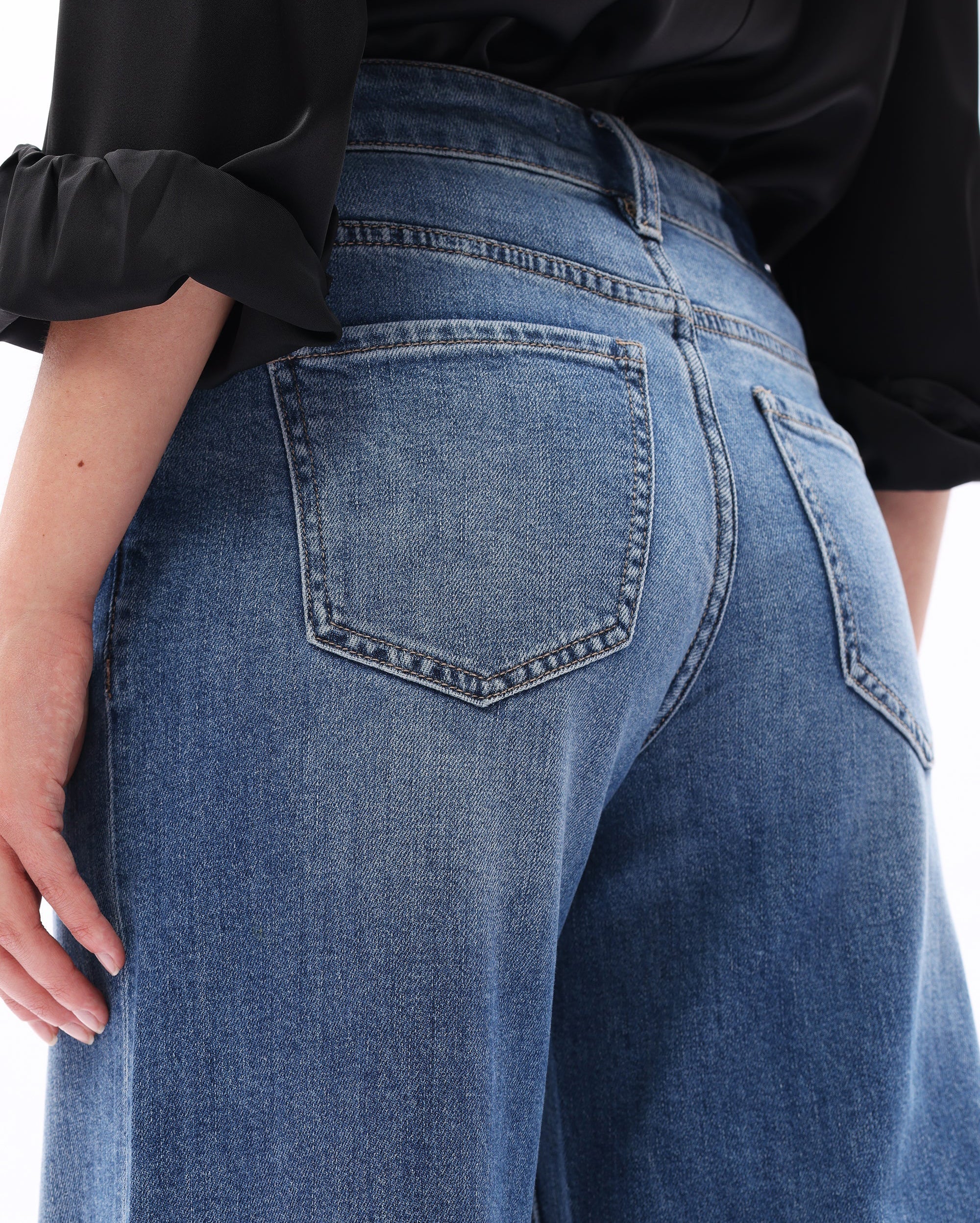 BAYEAS Mid Rise Wide Leg Denim