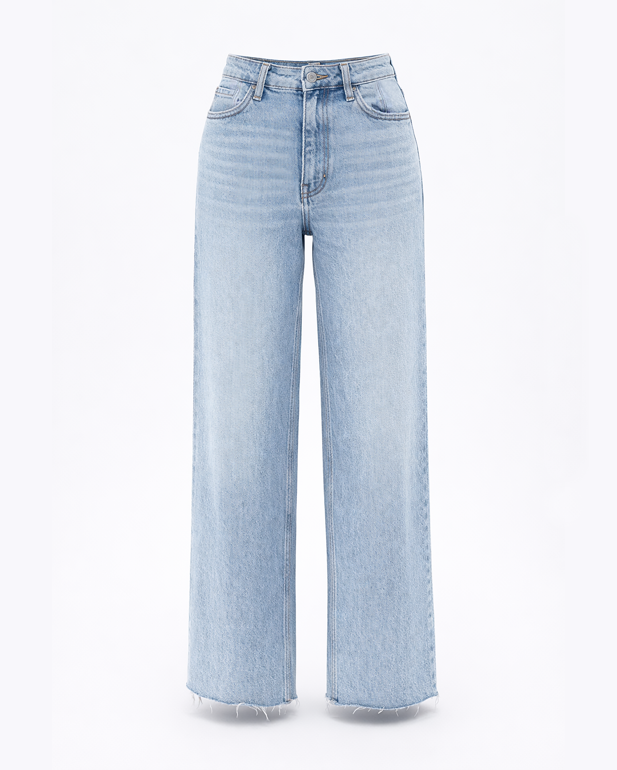 Light blue jeans on a white background