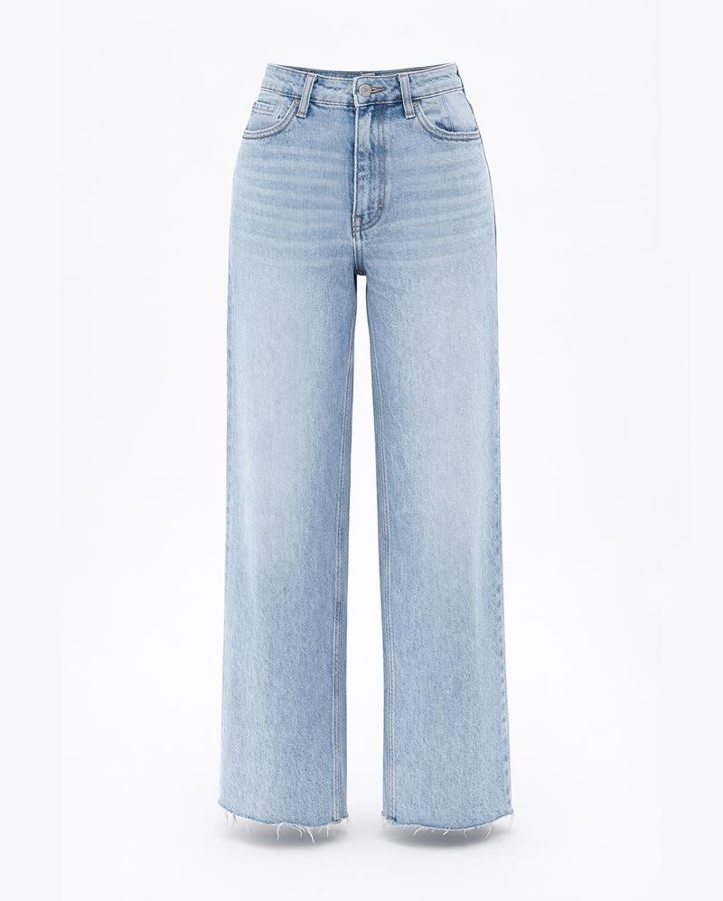 Light blue jeans on a white background