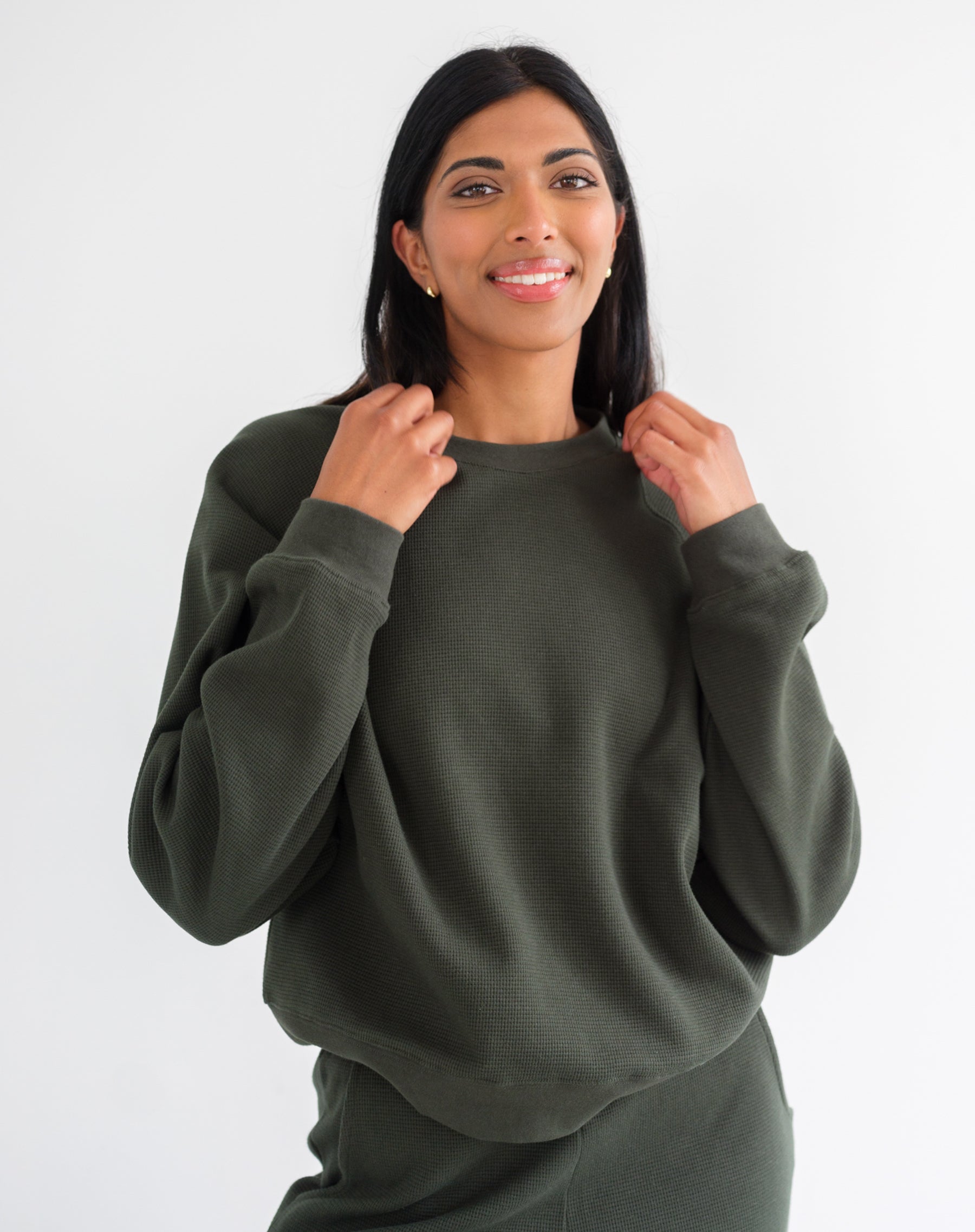 Brunette The Label Waffle Raglan Top