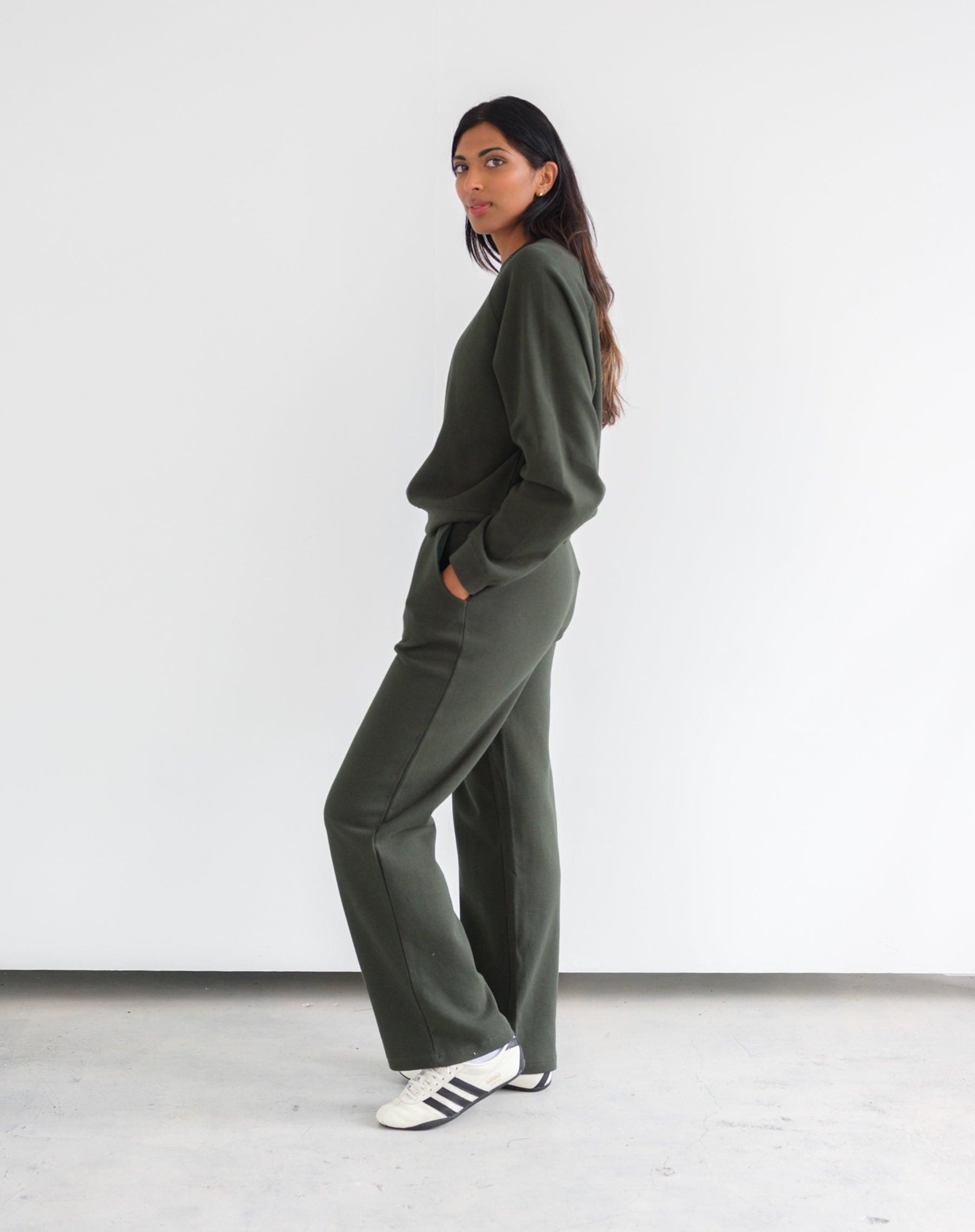 Brunette The Label  Waffle Wide Leg Pant