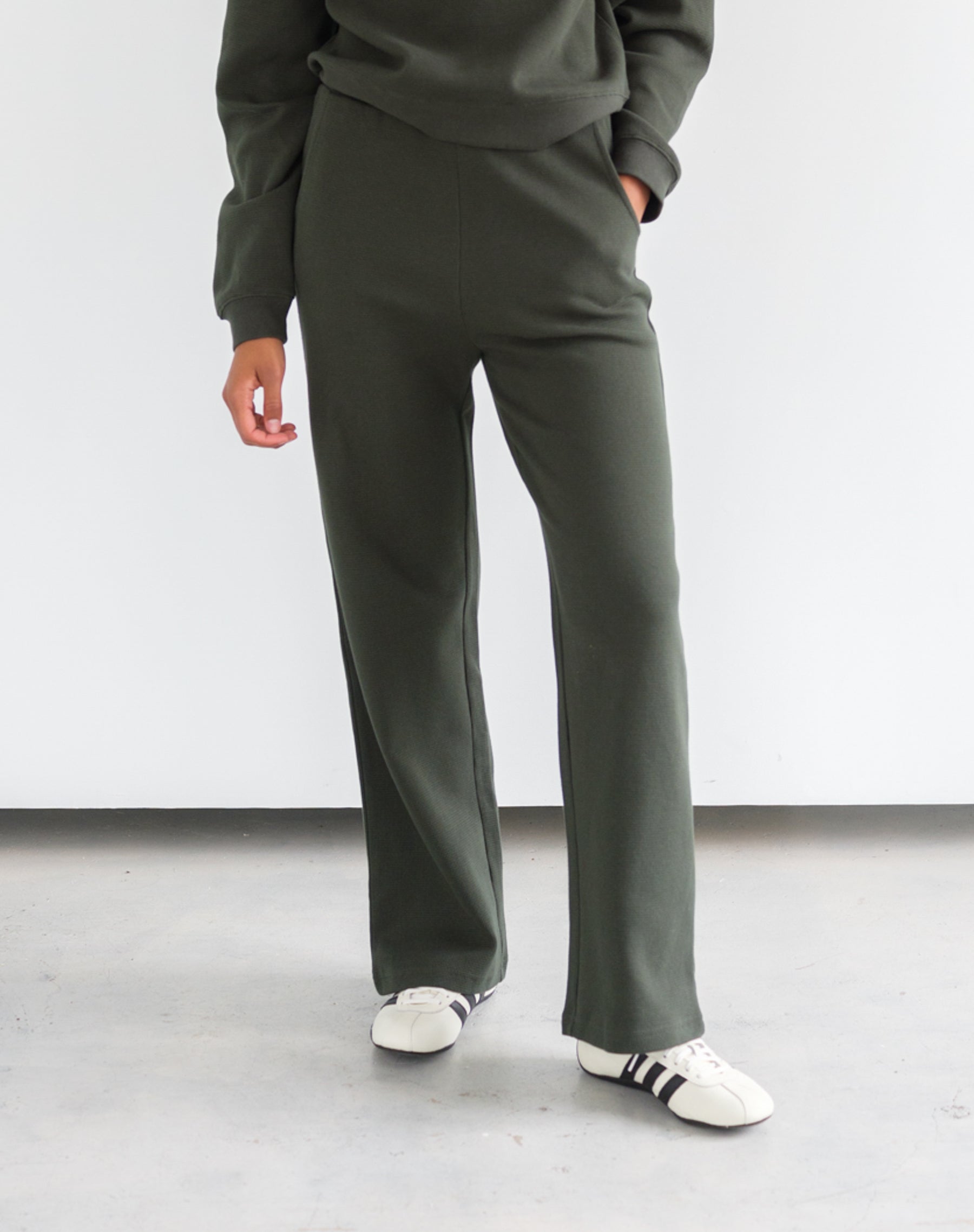 Brunette The Label  Waffle Wide Leg Pant