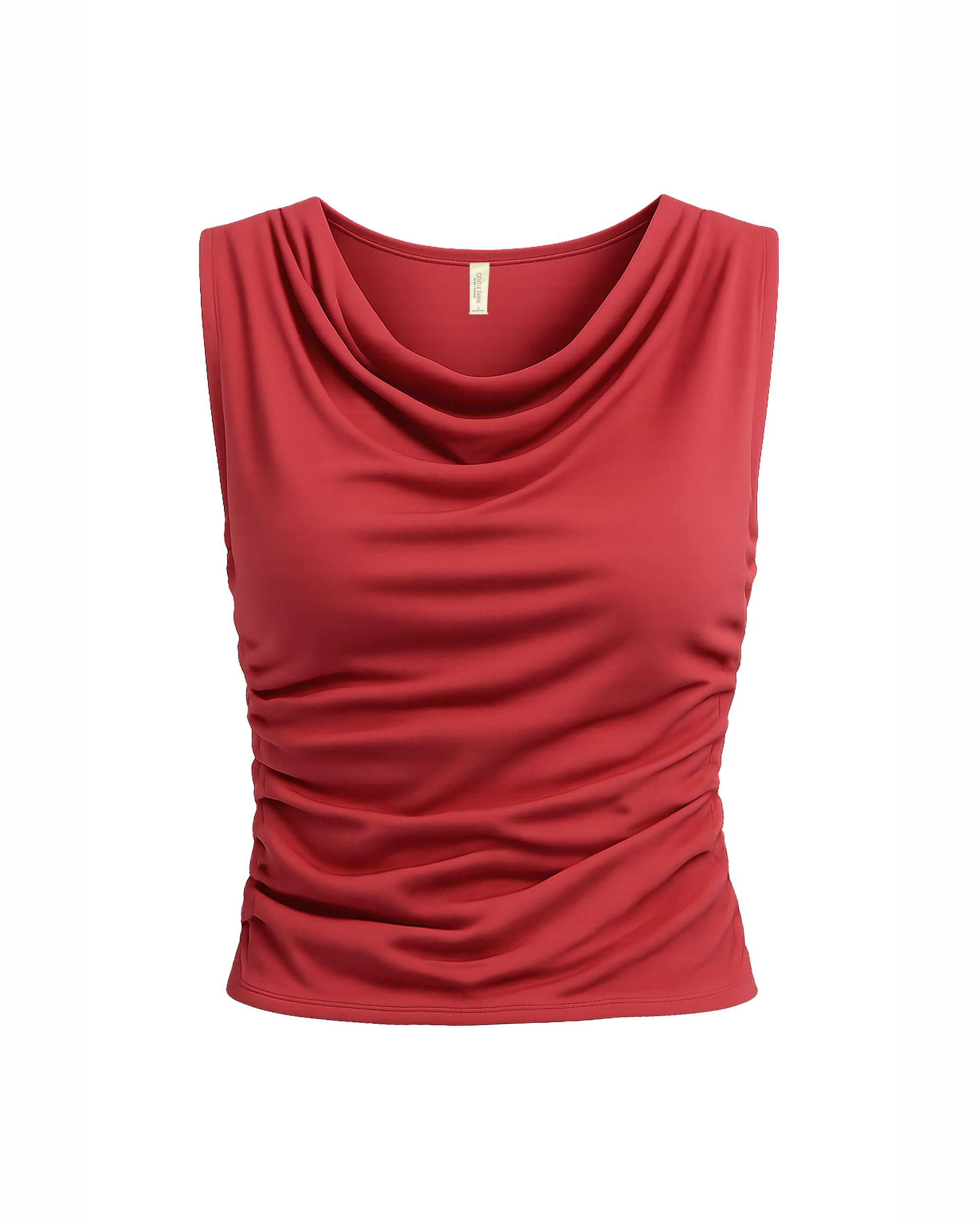 Red sleeveless top on a white background