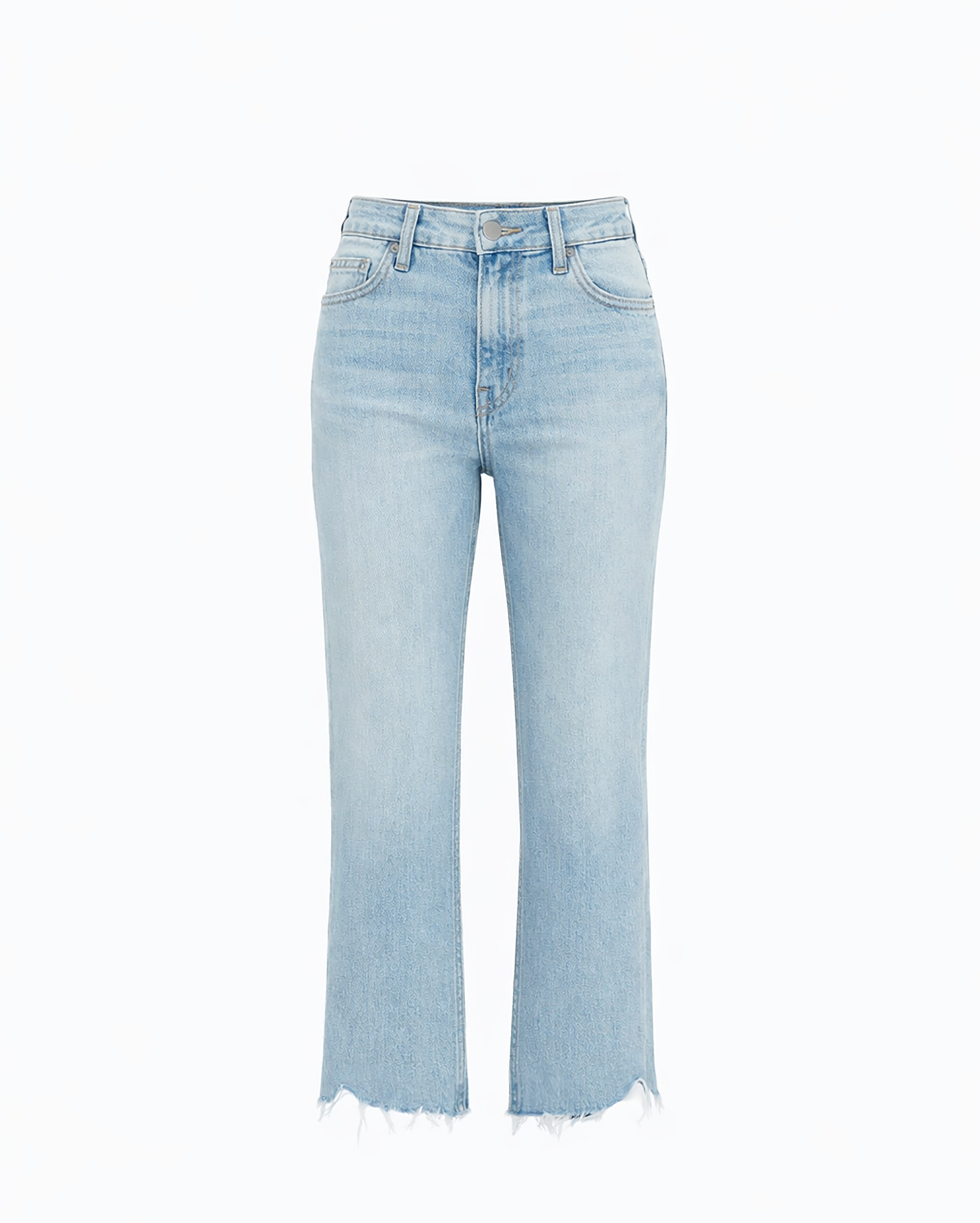 Light blue jeans on a white background