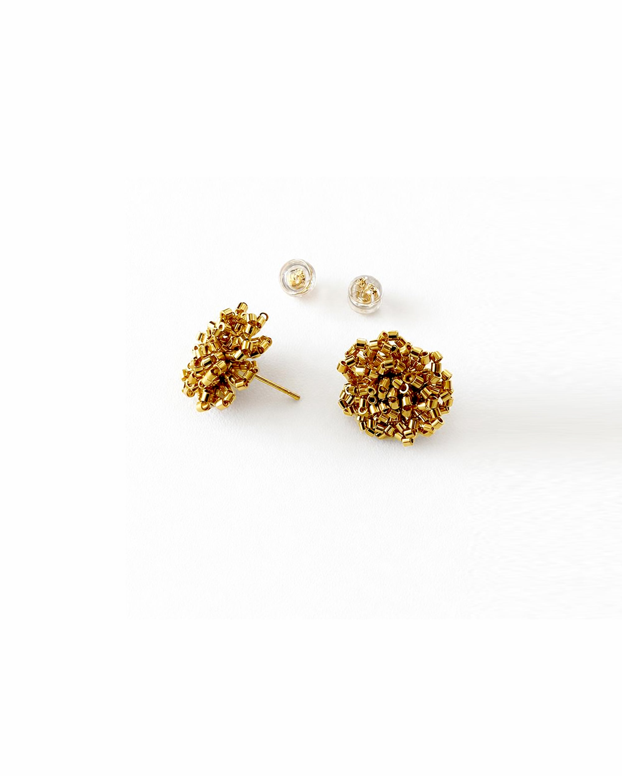 Blossom Beads Flower Stud Earrings Gold