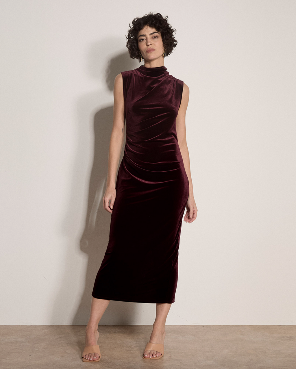 APRICOT Velvet High Neck Dress