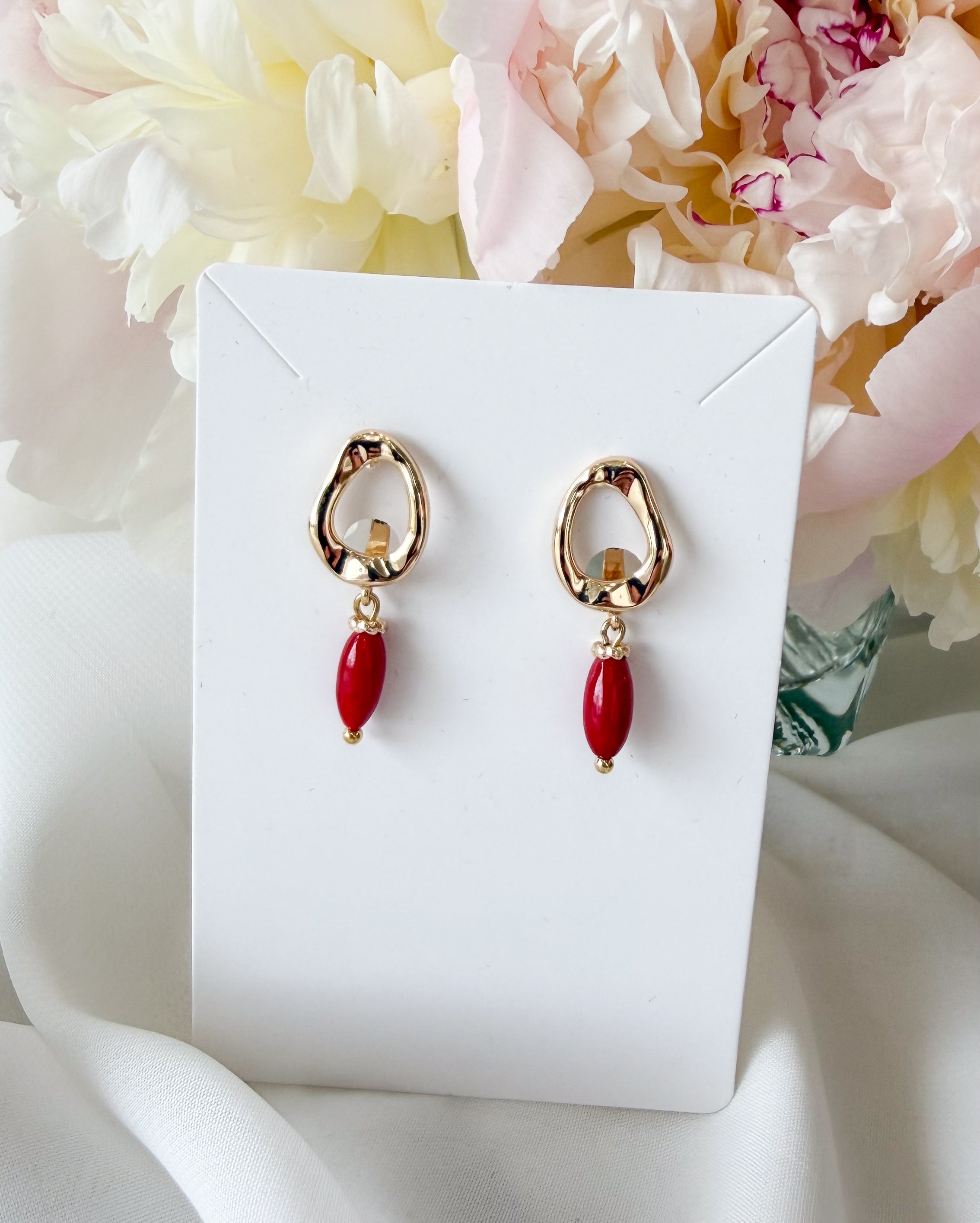 BLOSSOM BEADS Coral Earrings