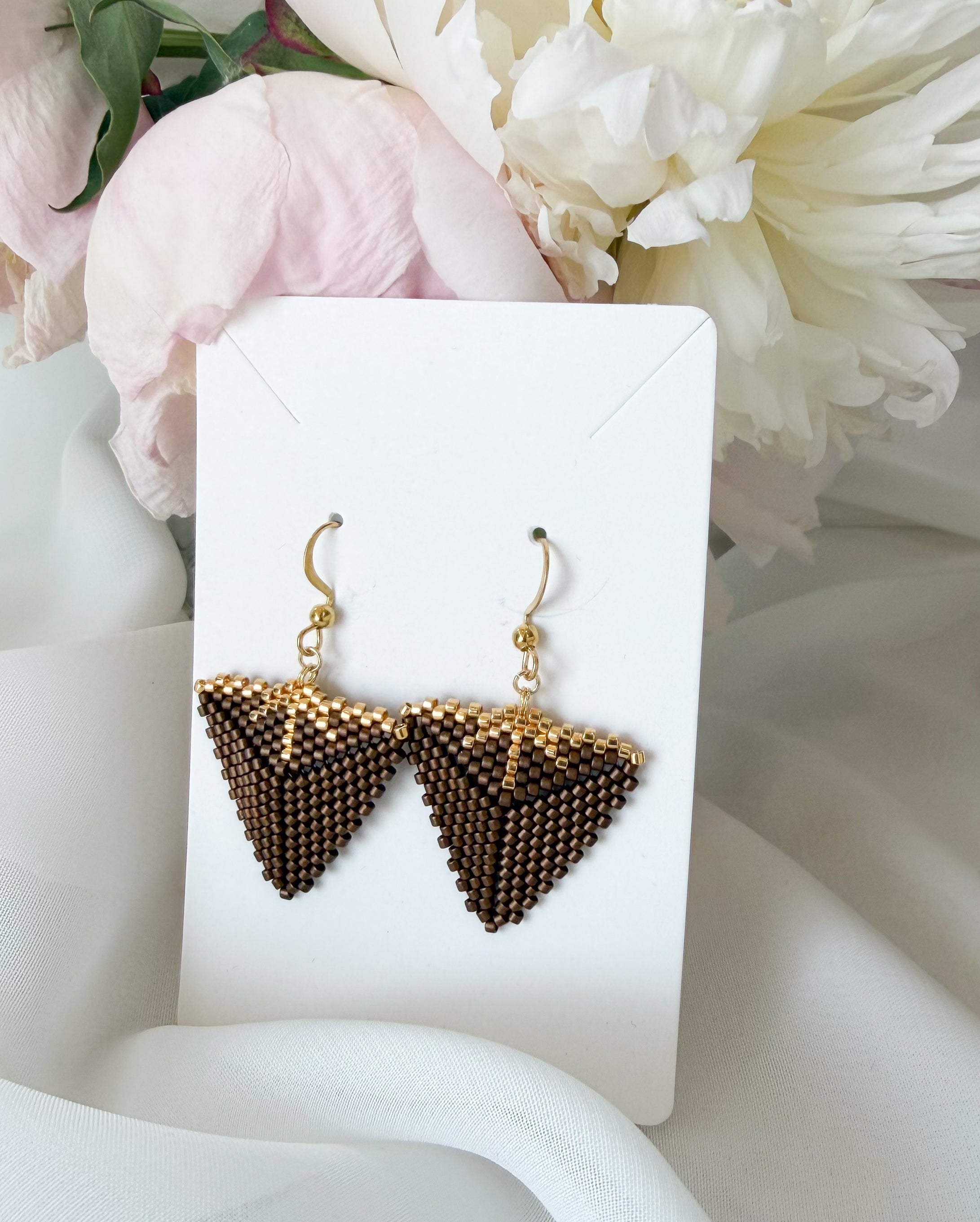 Blossom Beads Triangle Drop Earrings