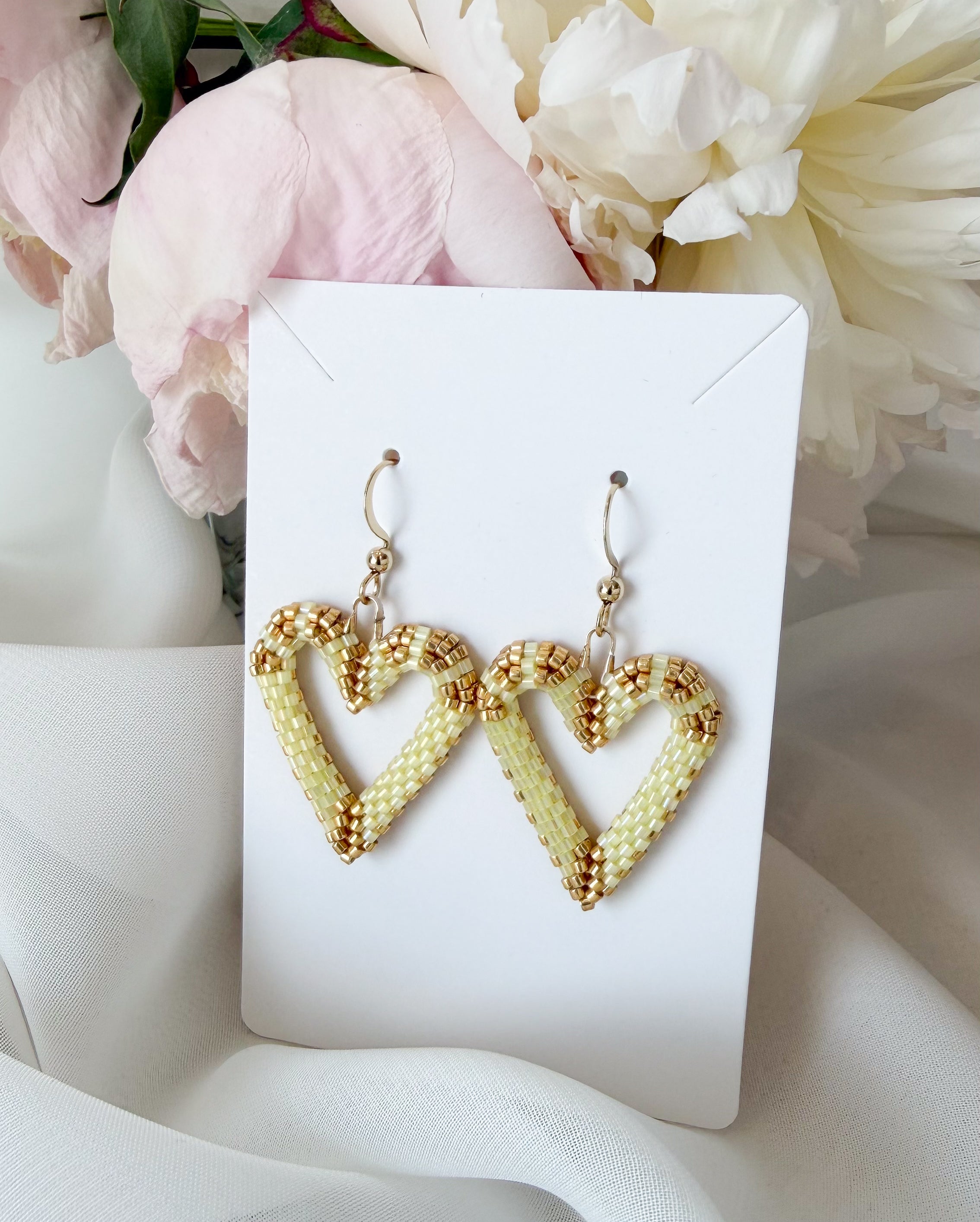 BLOSSOM BEADS Heart Drop Earrings