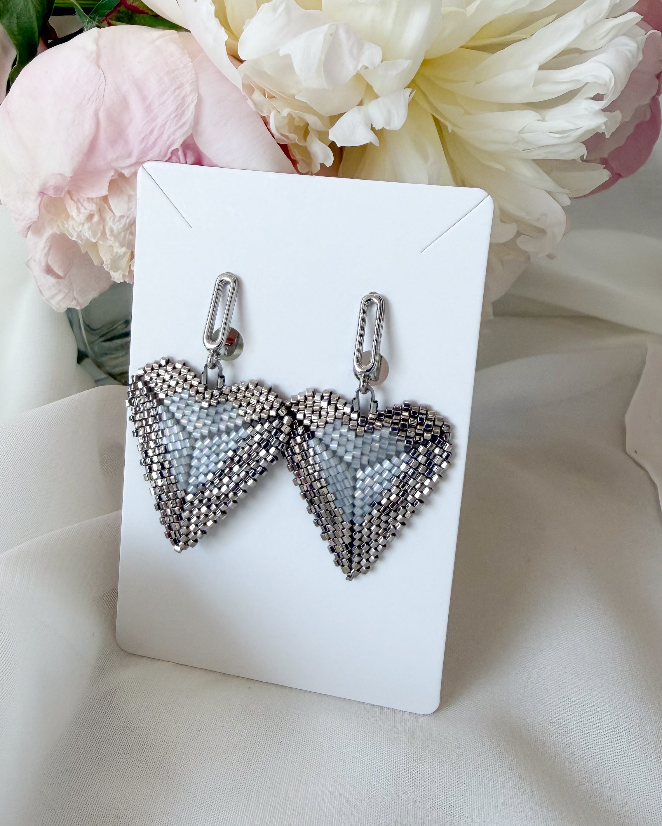 BLOSSOM BEADS Heart Drop Earrings