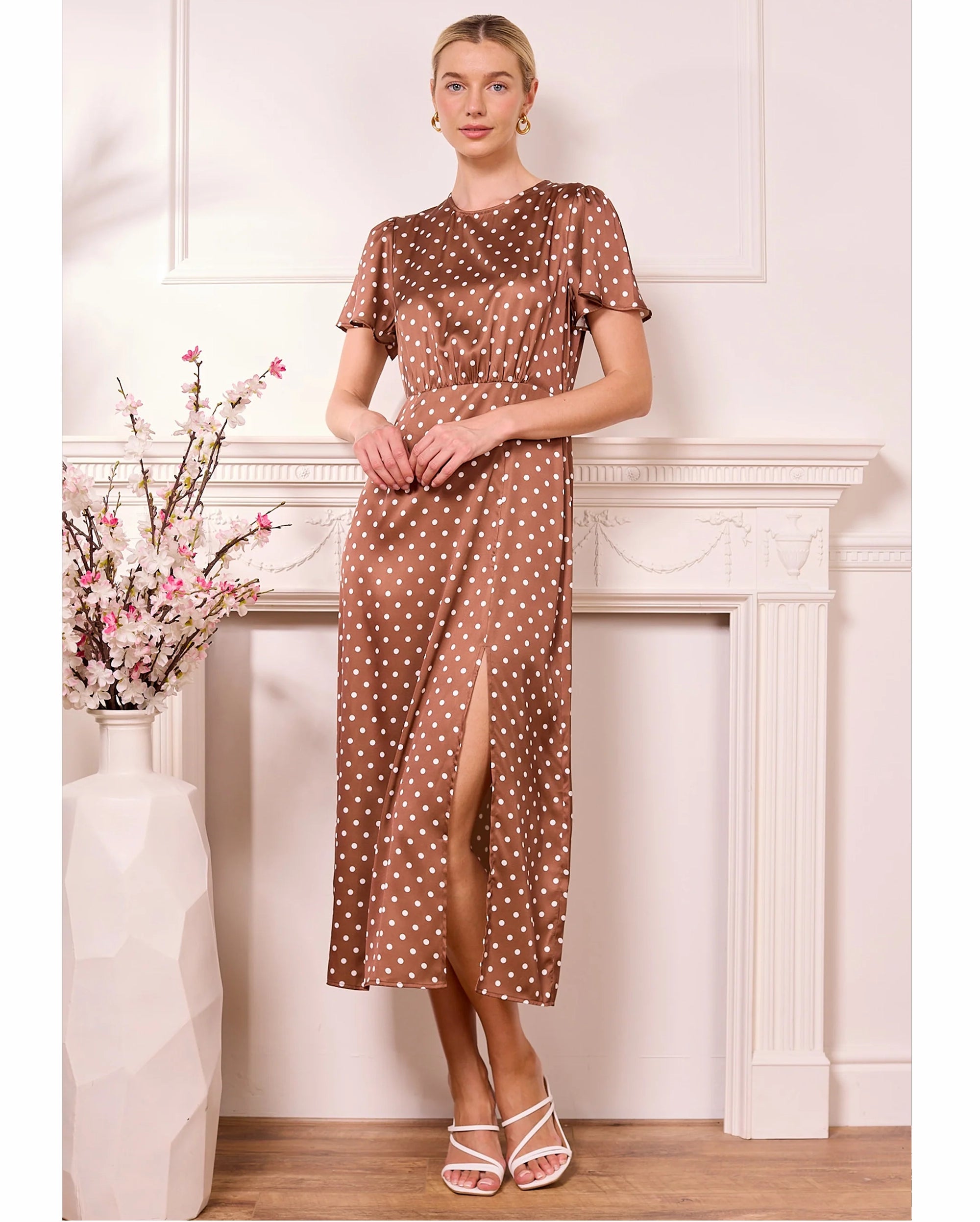 ANGELEYE Polka Dot Midi Dress