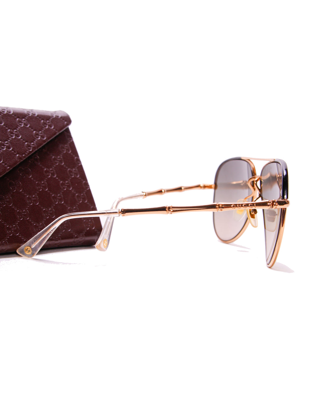 PRE OWNED - GUCCI  Bamboo Aviator Sunglasses