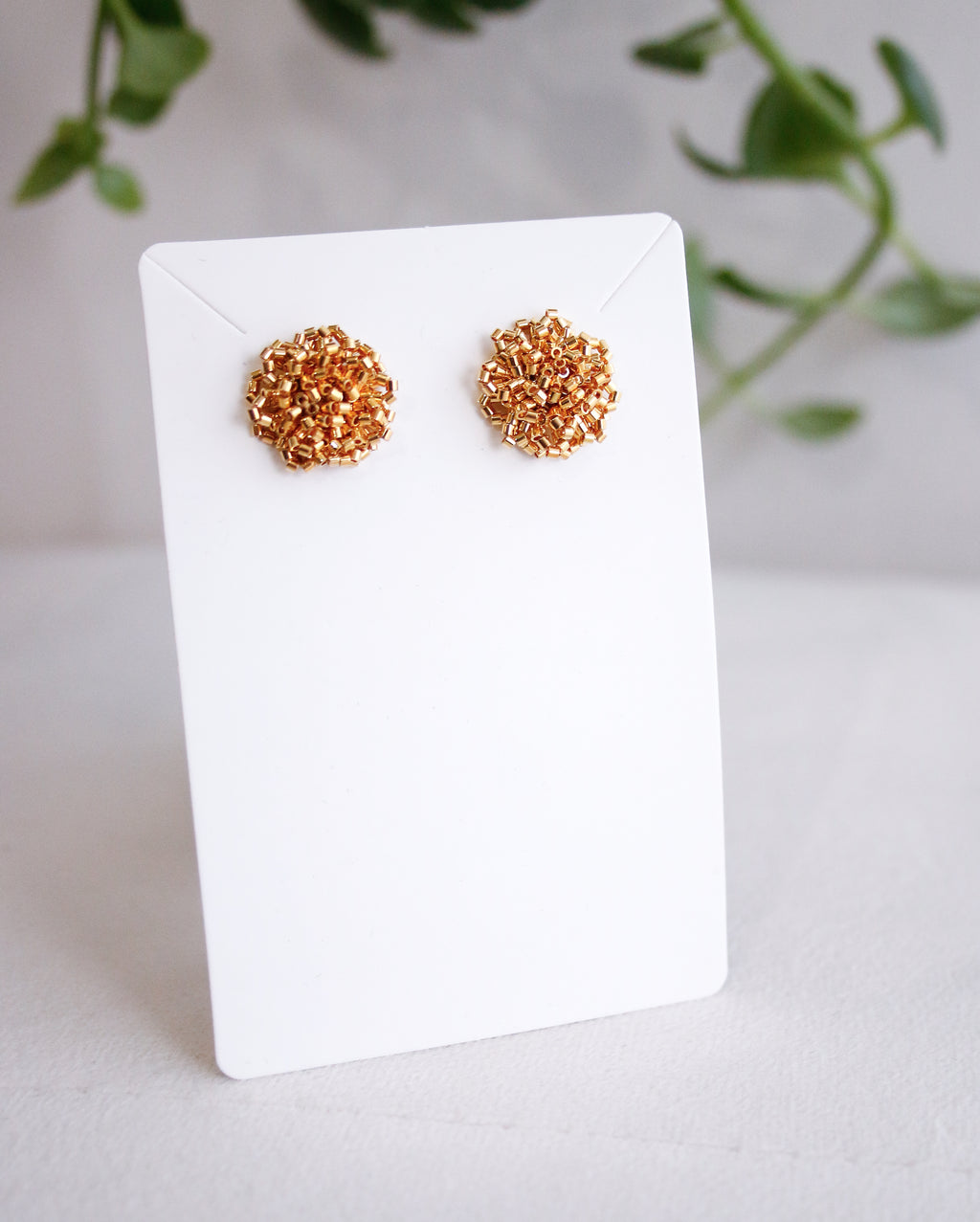 Blossom Beads Flower Stud Earrings Gold