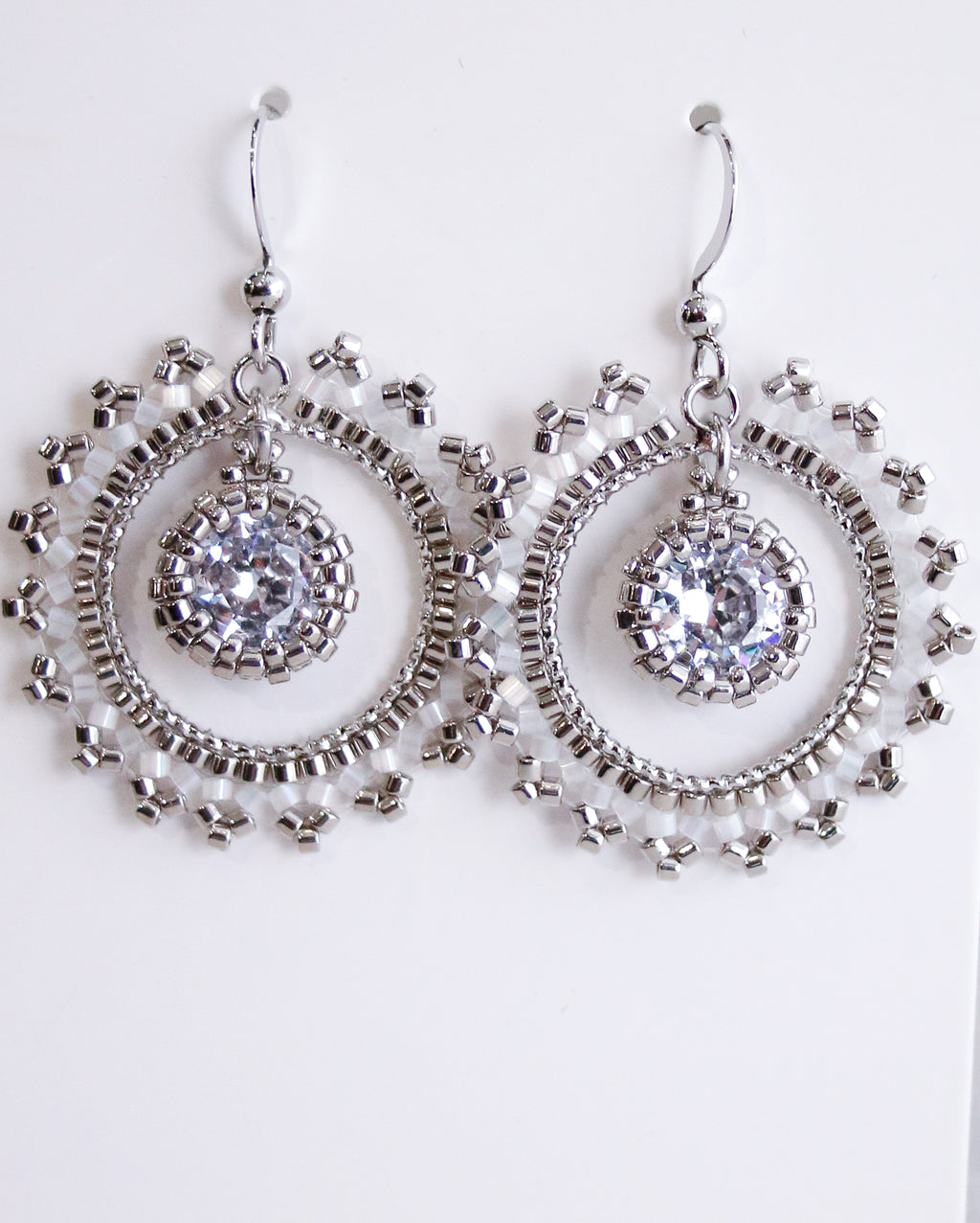 BLOSSOM BEADS Round Zircon Crystal Earrings