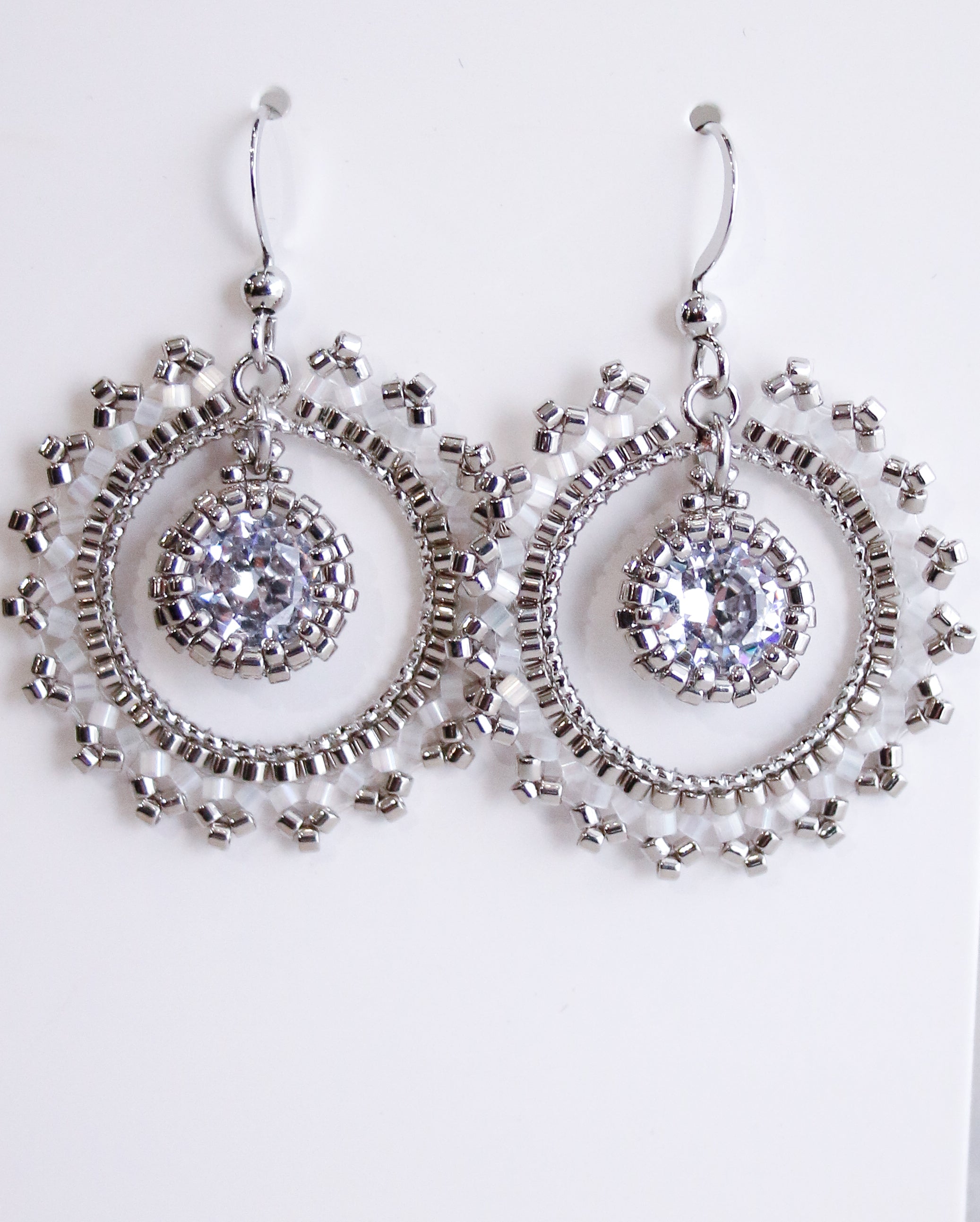 BLOSSOM BEADS Round Zircon Crystal Earrings