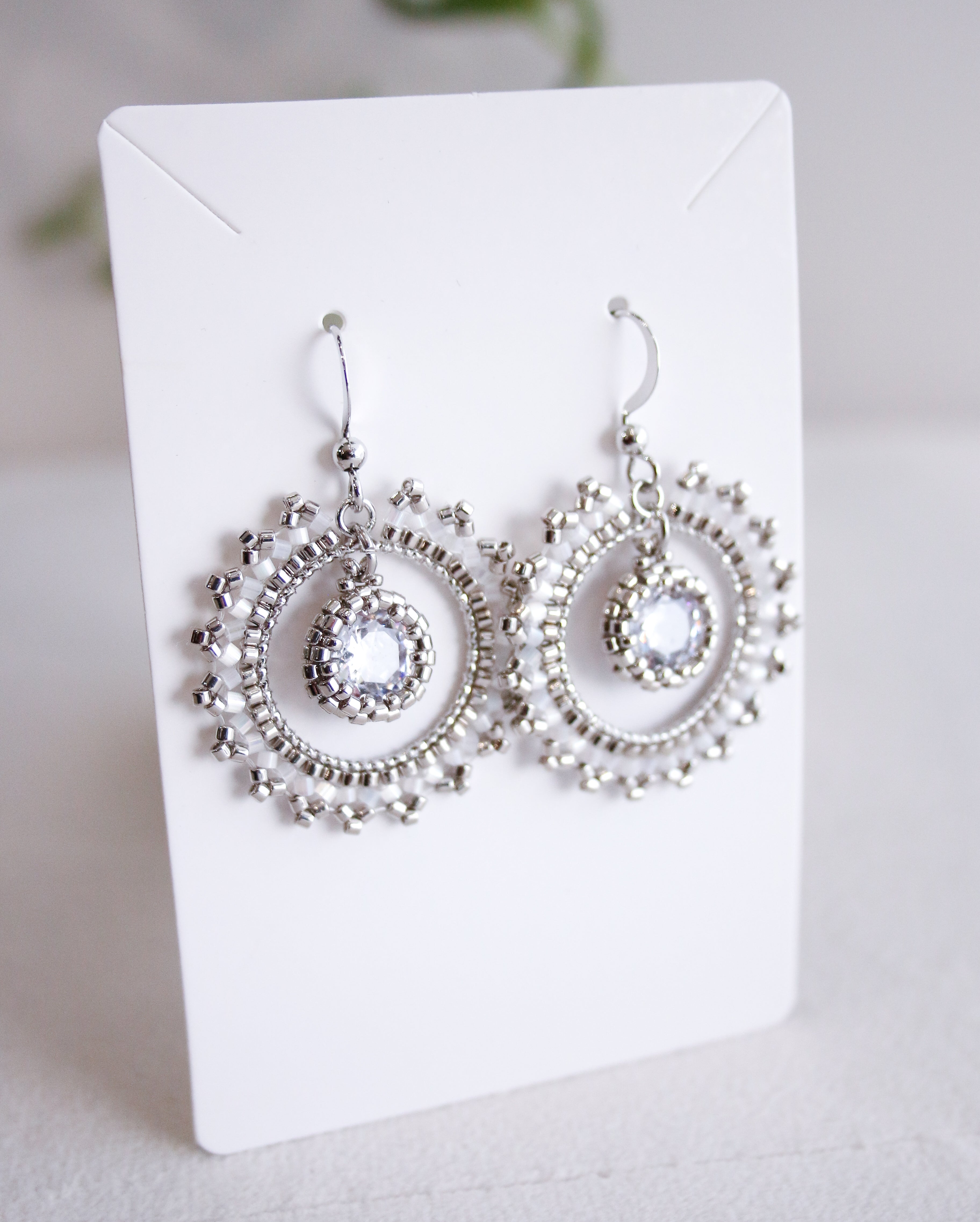 BLOSSOM BEADS Round Zircon Crystal Earrings