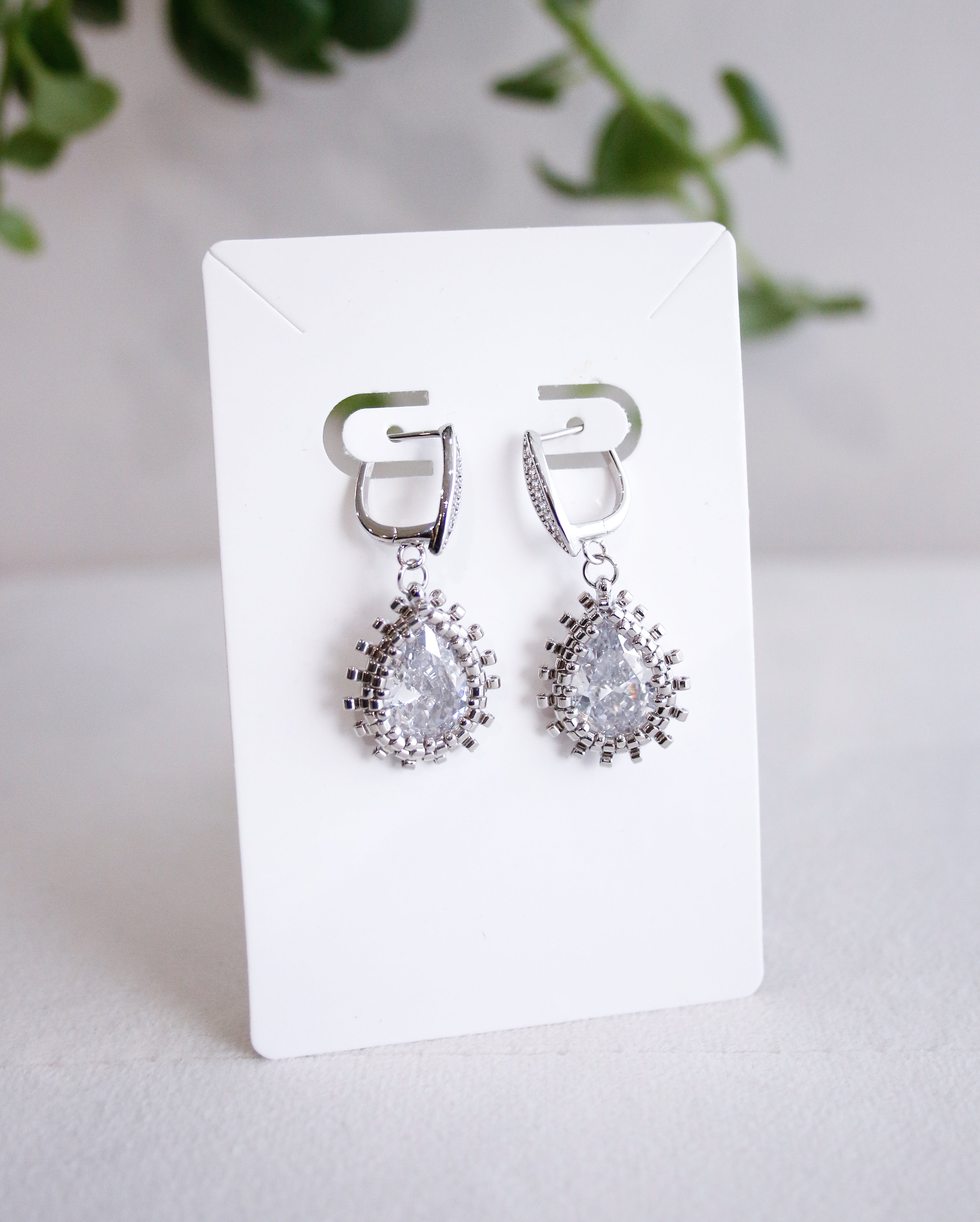 BLOSSOM BEADS Teardrop Zircon crystal earrings