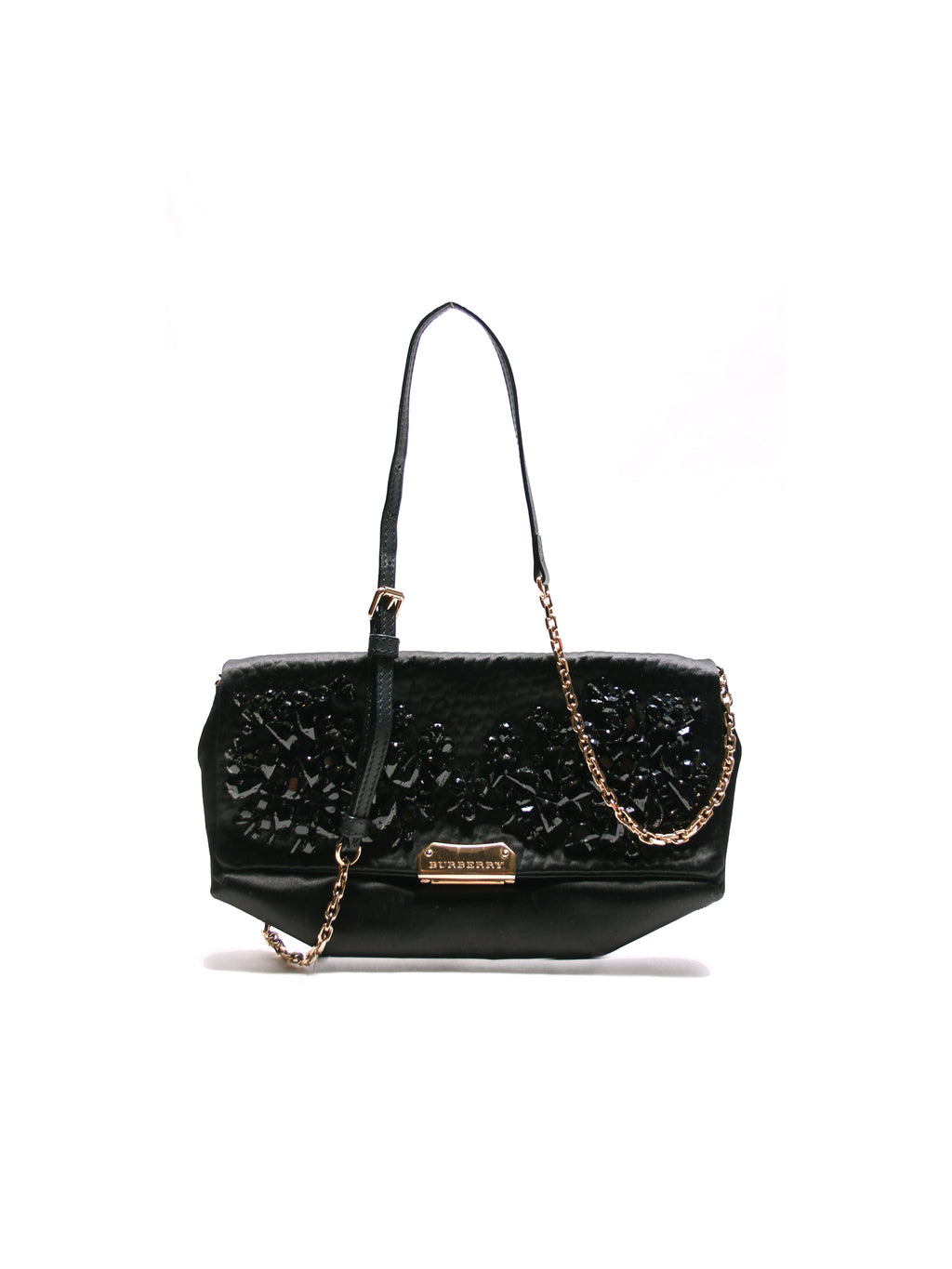 PRE OWNED - BURBERRY Heritage Satin Gems Small Mildenhall Clutch Bag