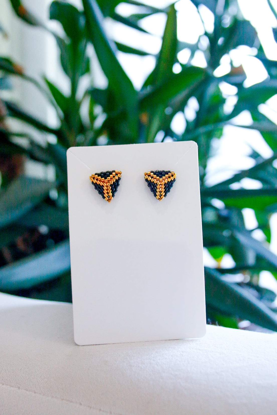 Blossom Beads Triangle Stud Earrings