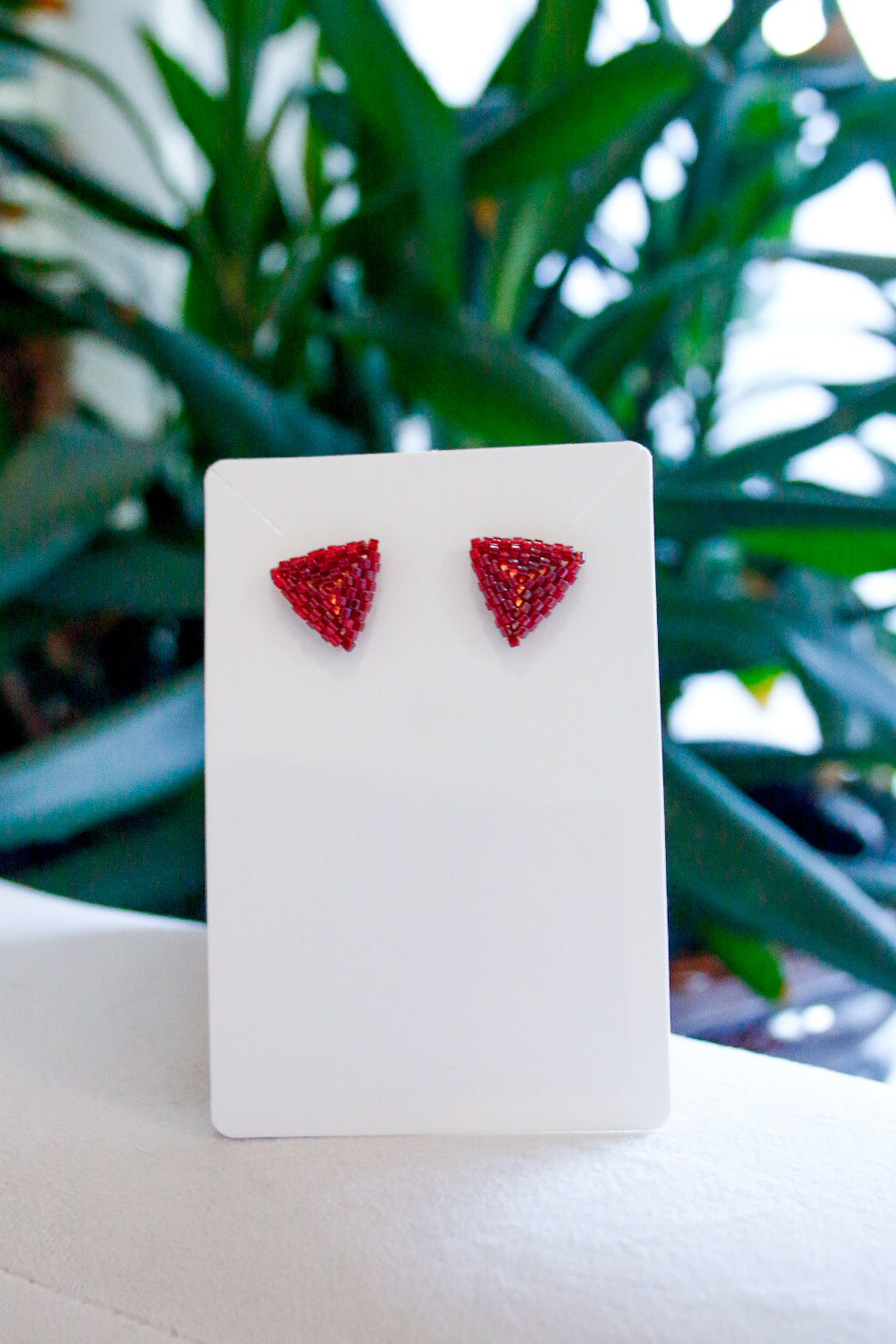 Blossom Beads Triangle Stud Earrings