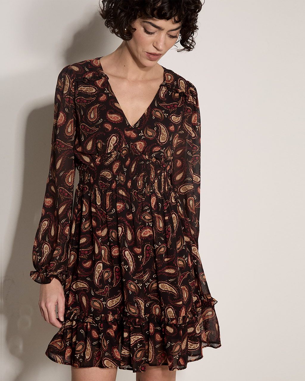APRICOT Paisley Ruffle Dress