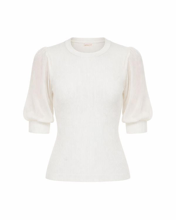 APRICOT Plisse Sleeve Top