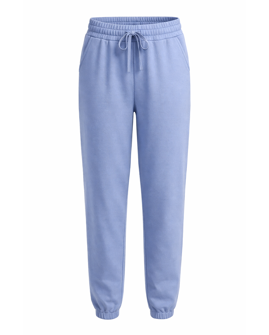 Light blue sweatpants on a white background