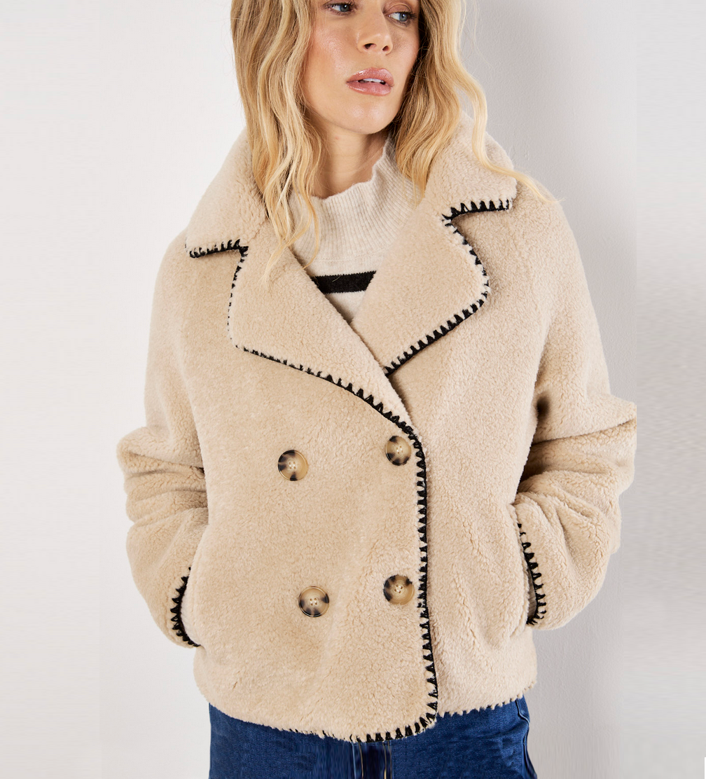 APRICOT Teddy Blanket Stitch Jacket