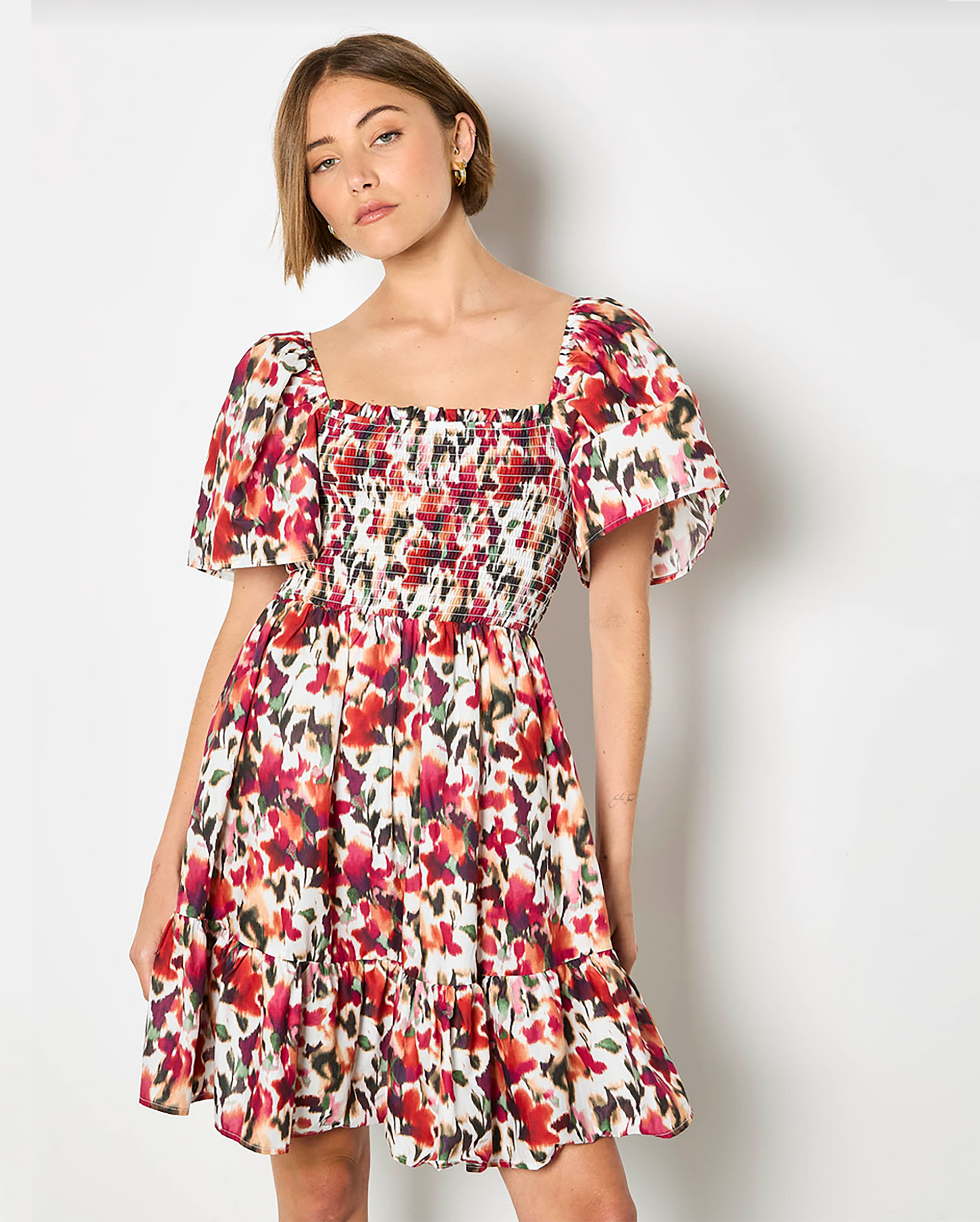 APRICOT Smocked Ikat Dress