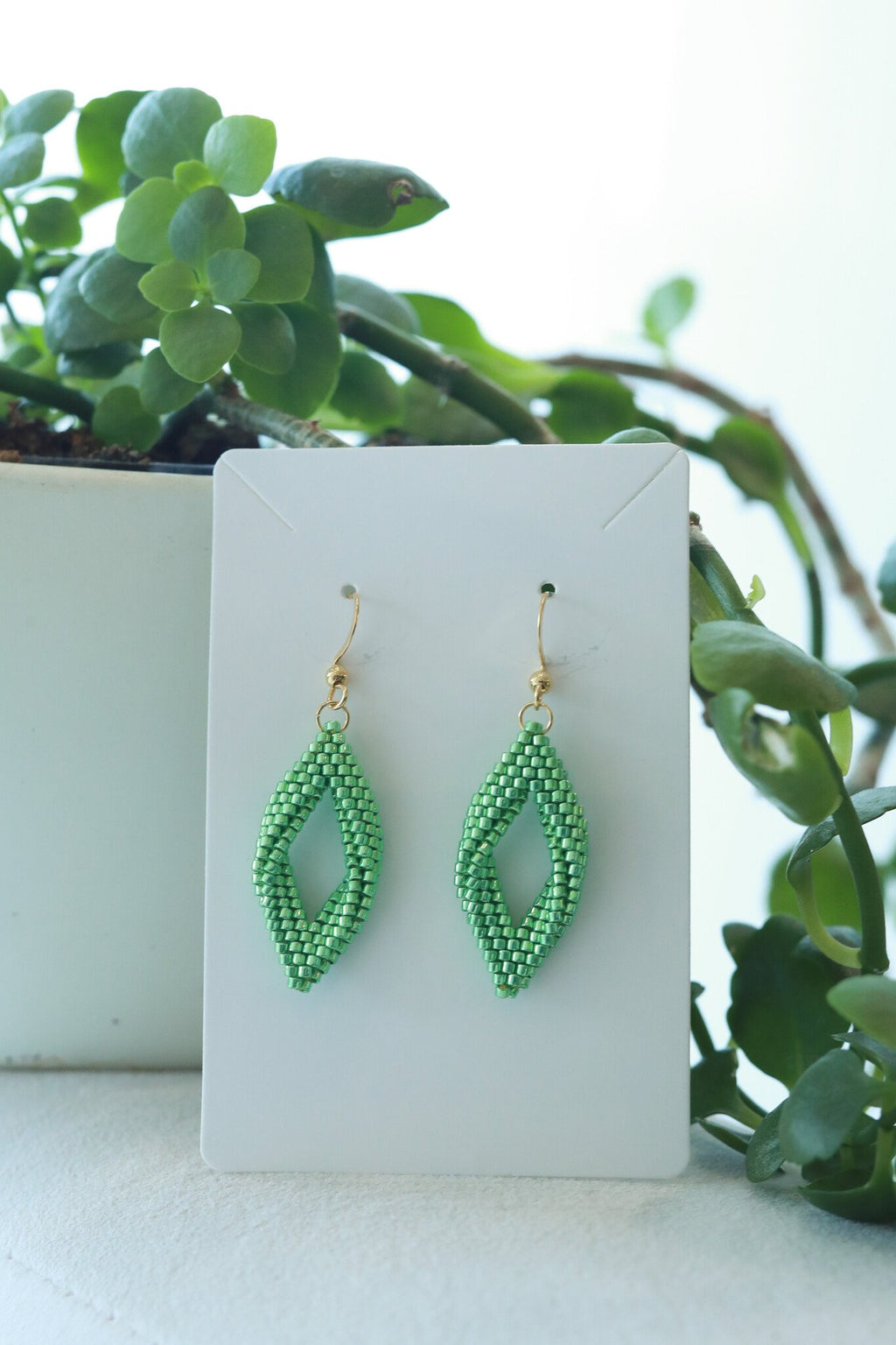 Blossom Beads - Leaf Shaped Earrings Mint
