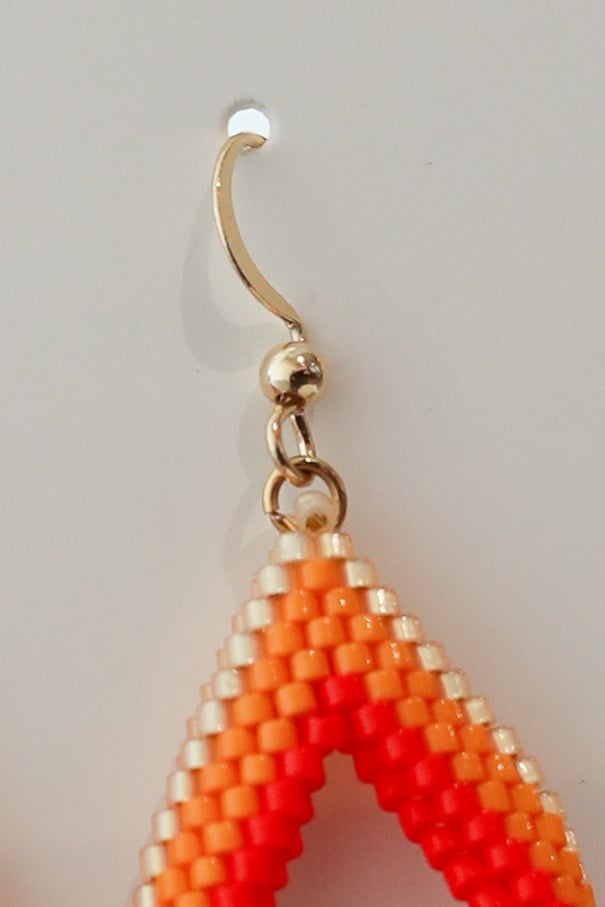 Blossom Beads - Red/Orange/Gold Leaf Shape Earrings