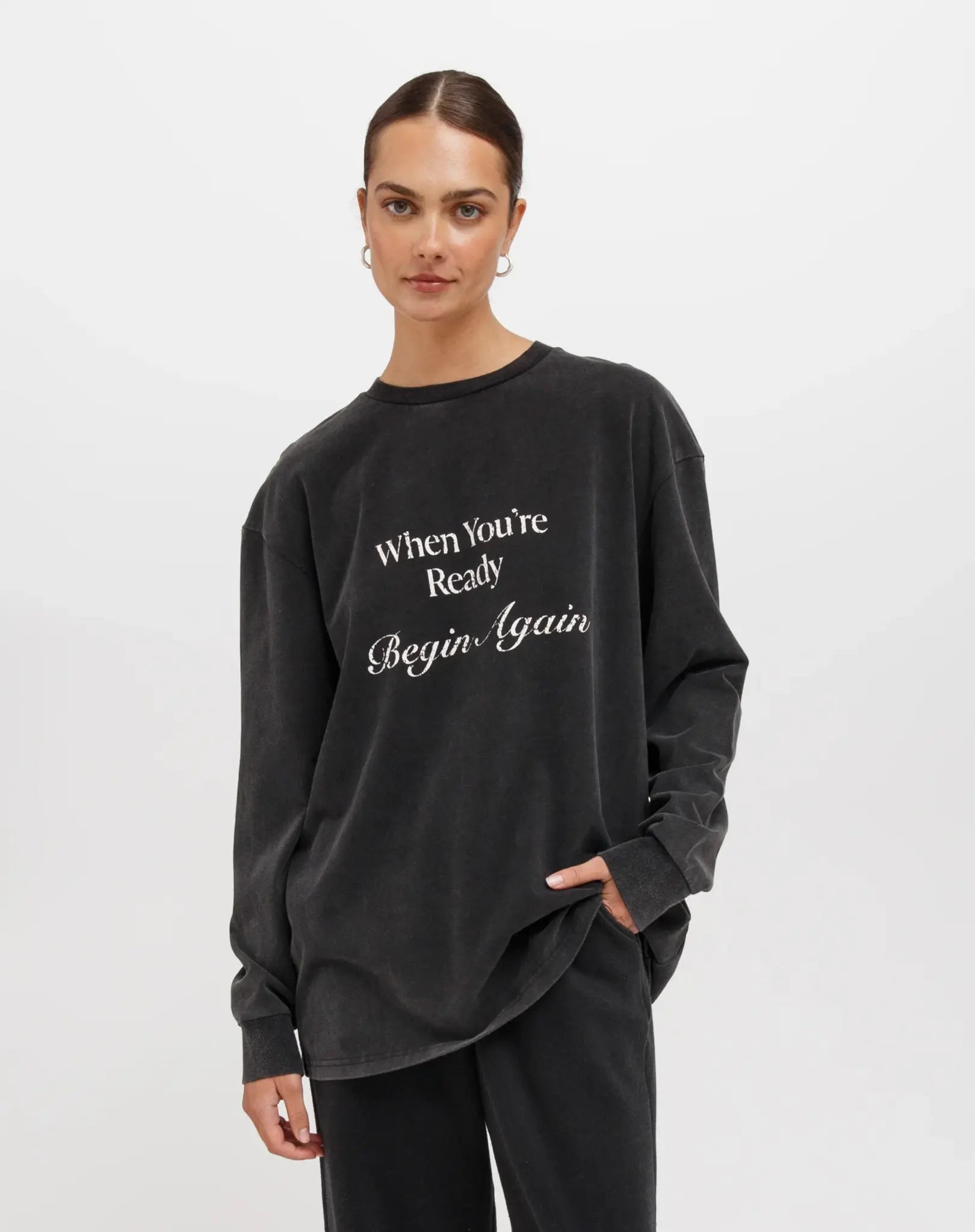 Brunette the Label - Begin Again Tee Washed Black XS/S