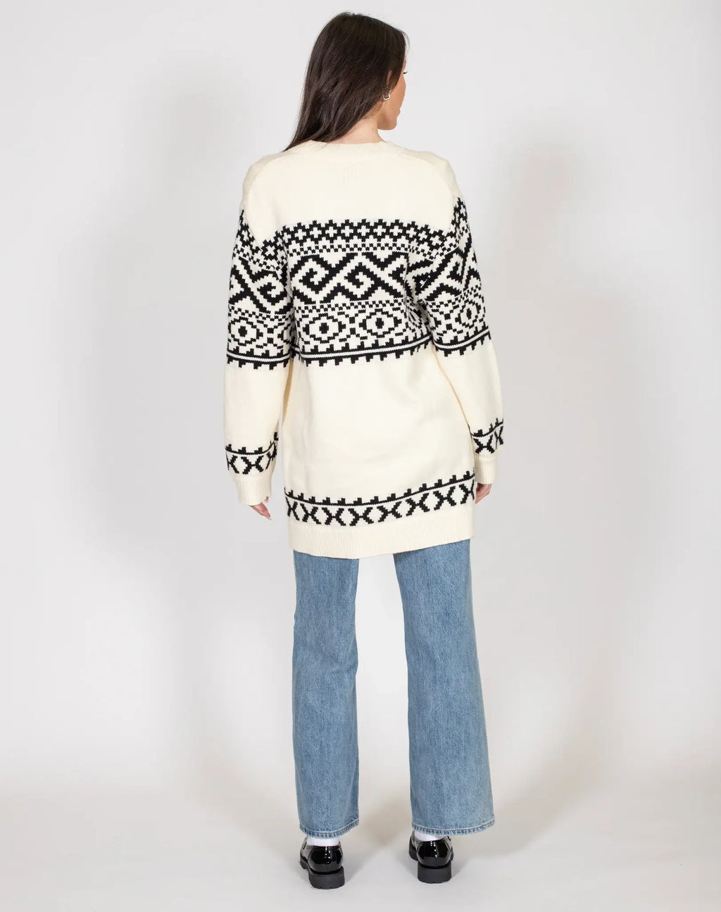 Brunette The Label - Fair Isle Cardigan Black/Cream M/L