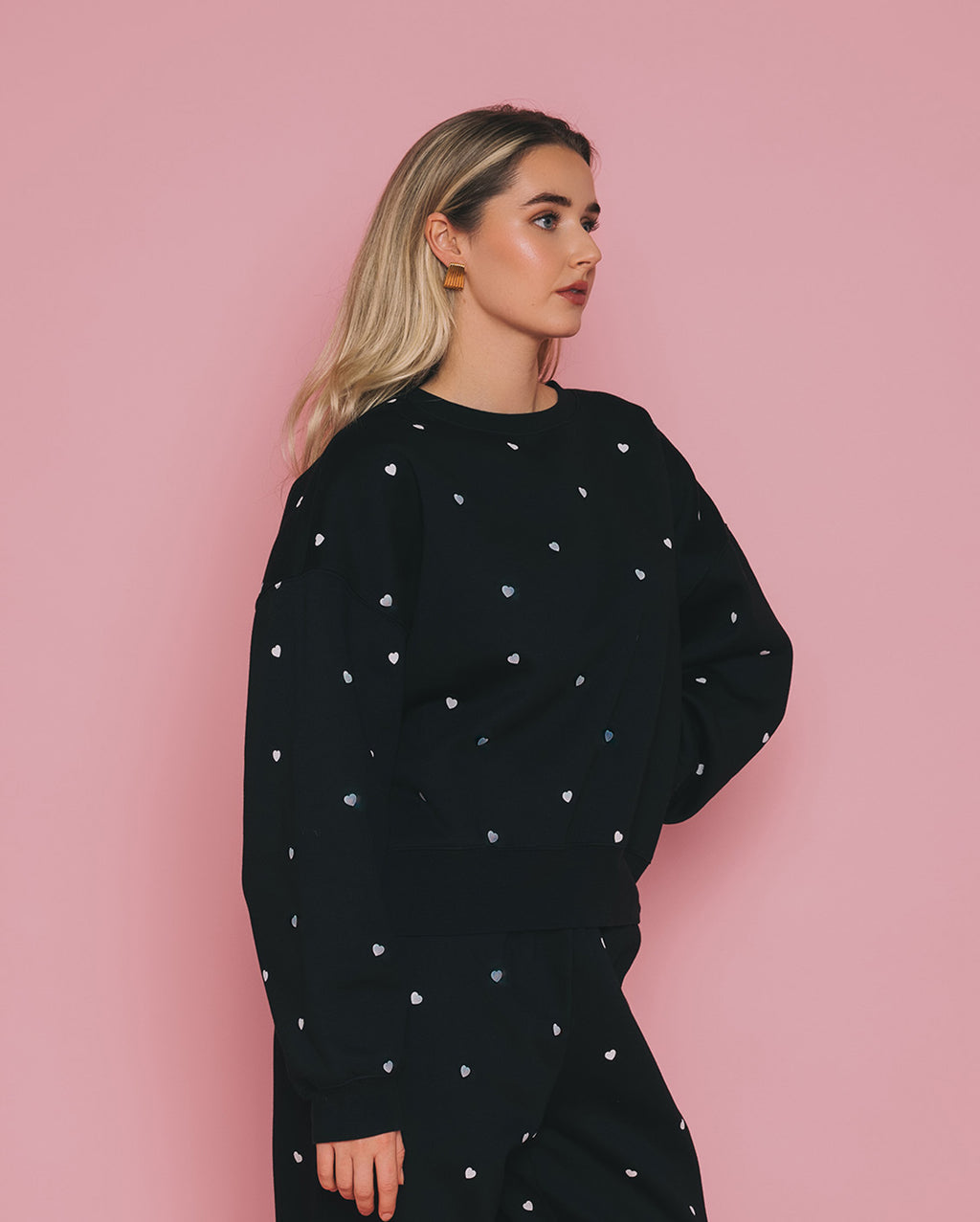 BRUNETTE THE LABEL Tiny Heart Girlfriend Crew Sweatshirt