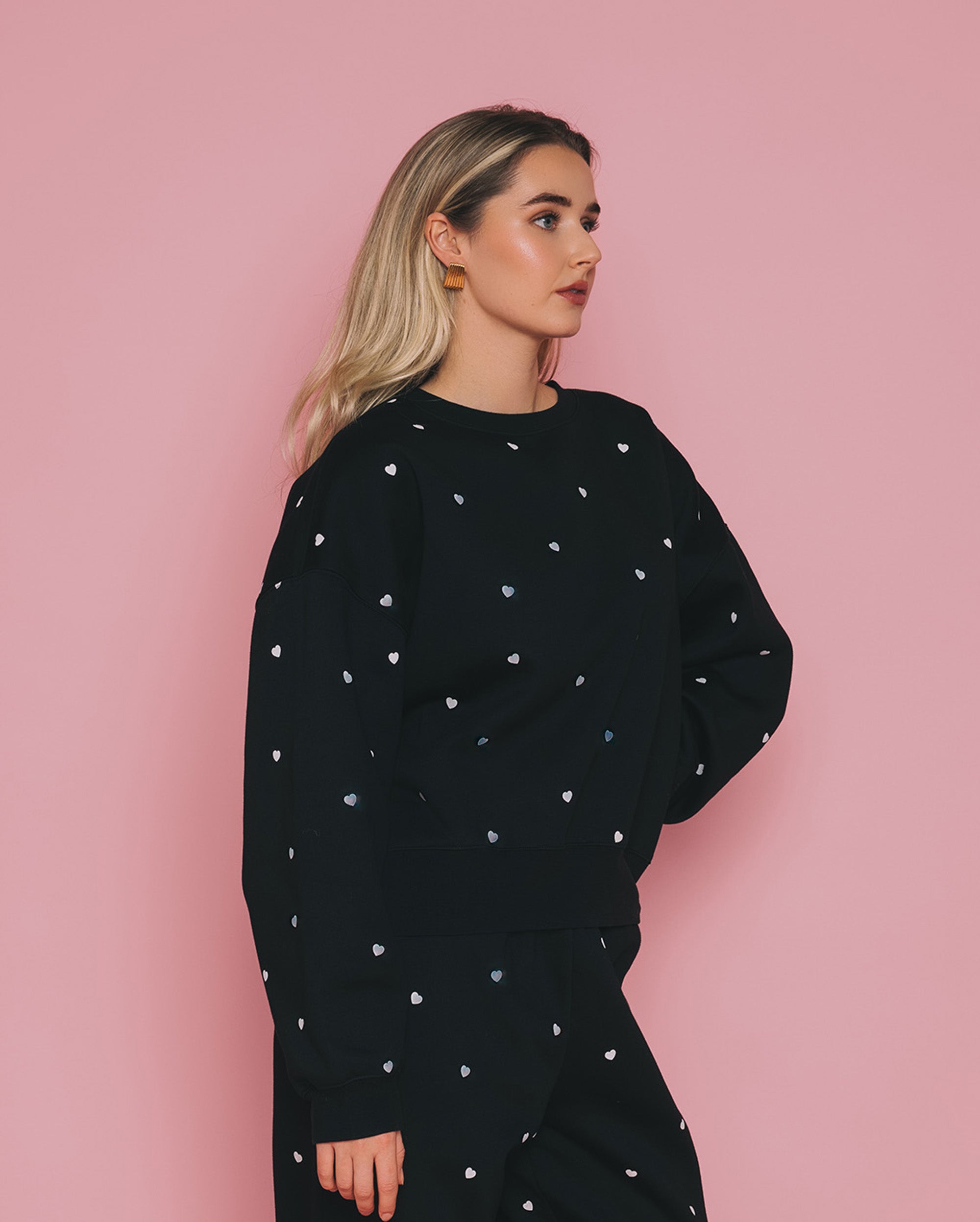 BRUNETTE THE LABEL Tiny Heart Girlfriend Crew Sweatshirt