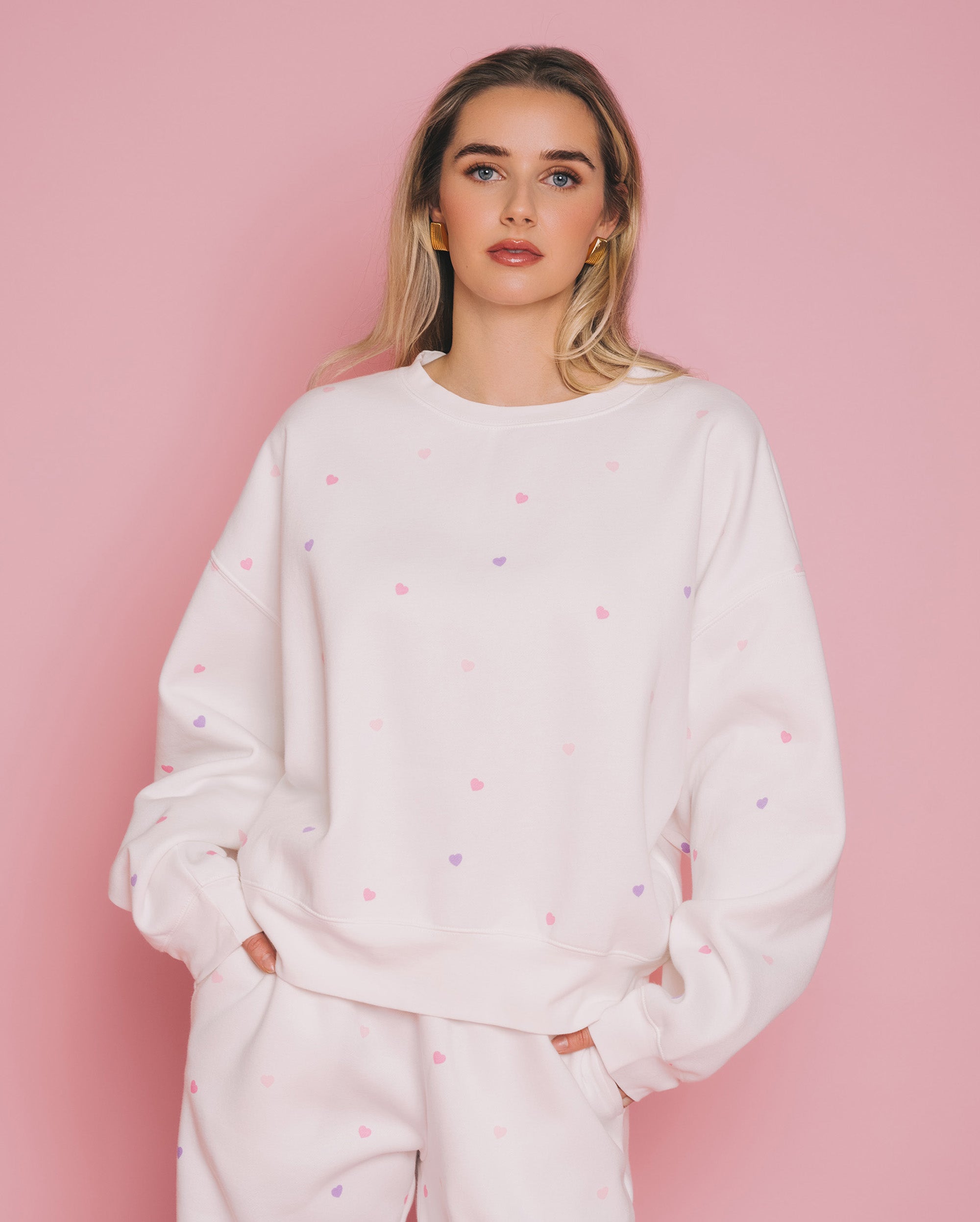 BRUNETTE THE LABEL Tiny Heart Girlfriend Crew Sweatshirt