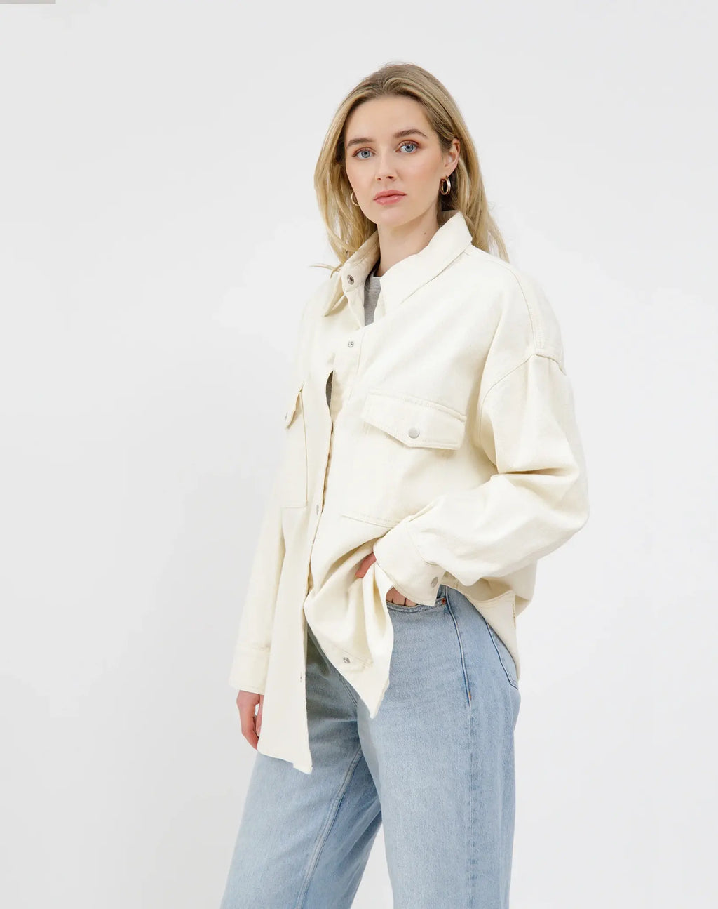 Brunette The Label - Dolly Denim Jacket  Cream S/M