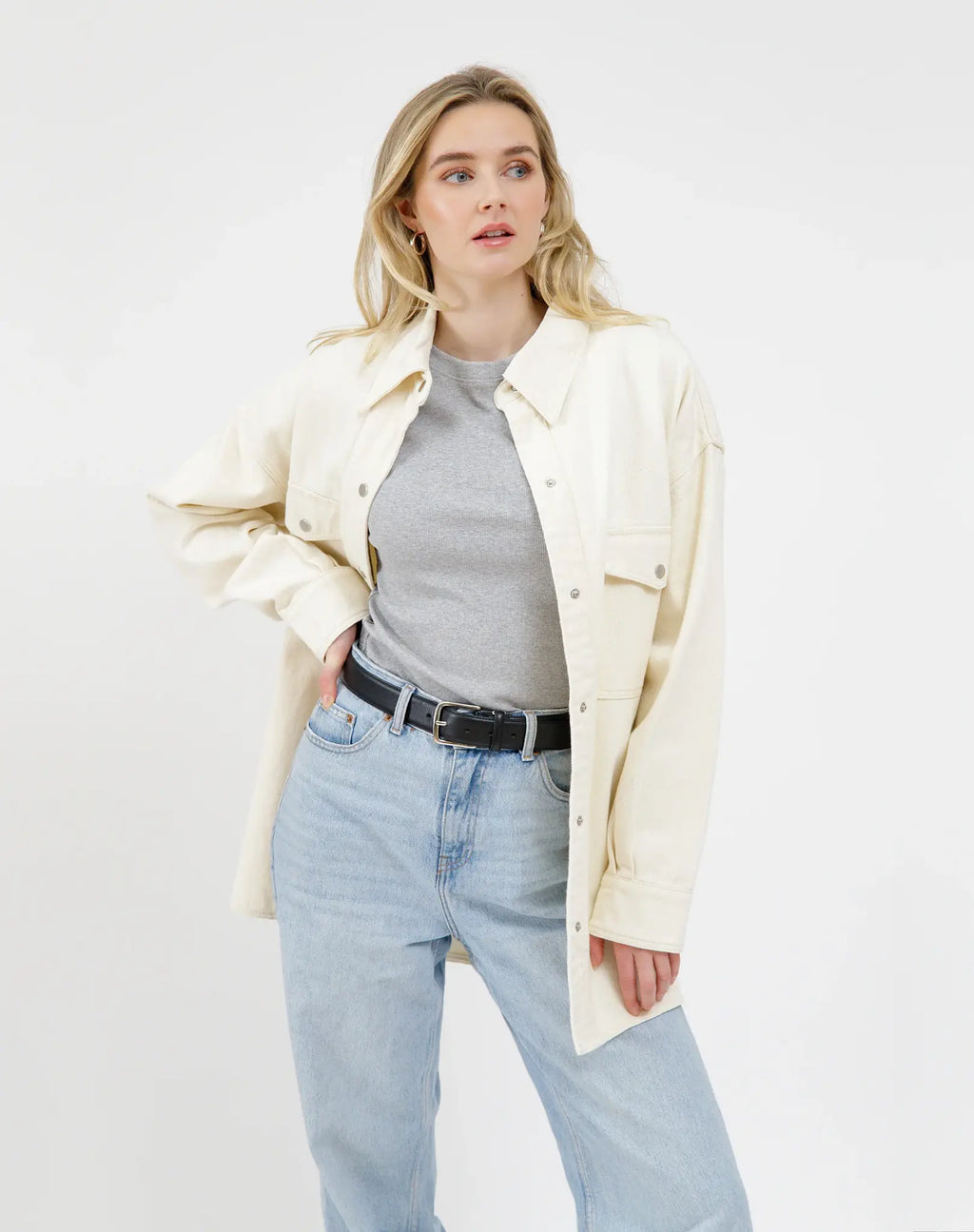 Brunette The Label - Dolly Denim Jacket  Cream L/XL