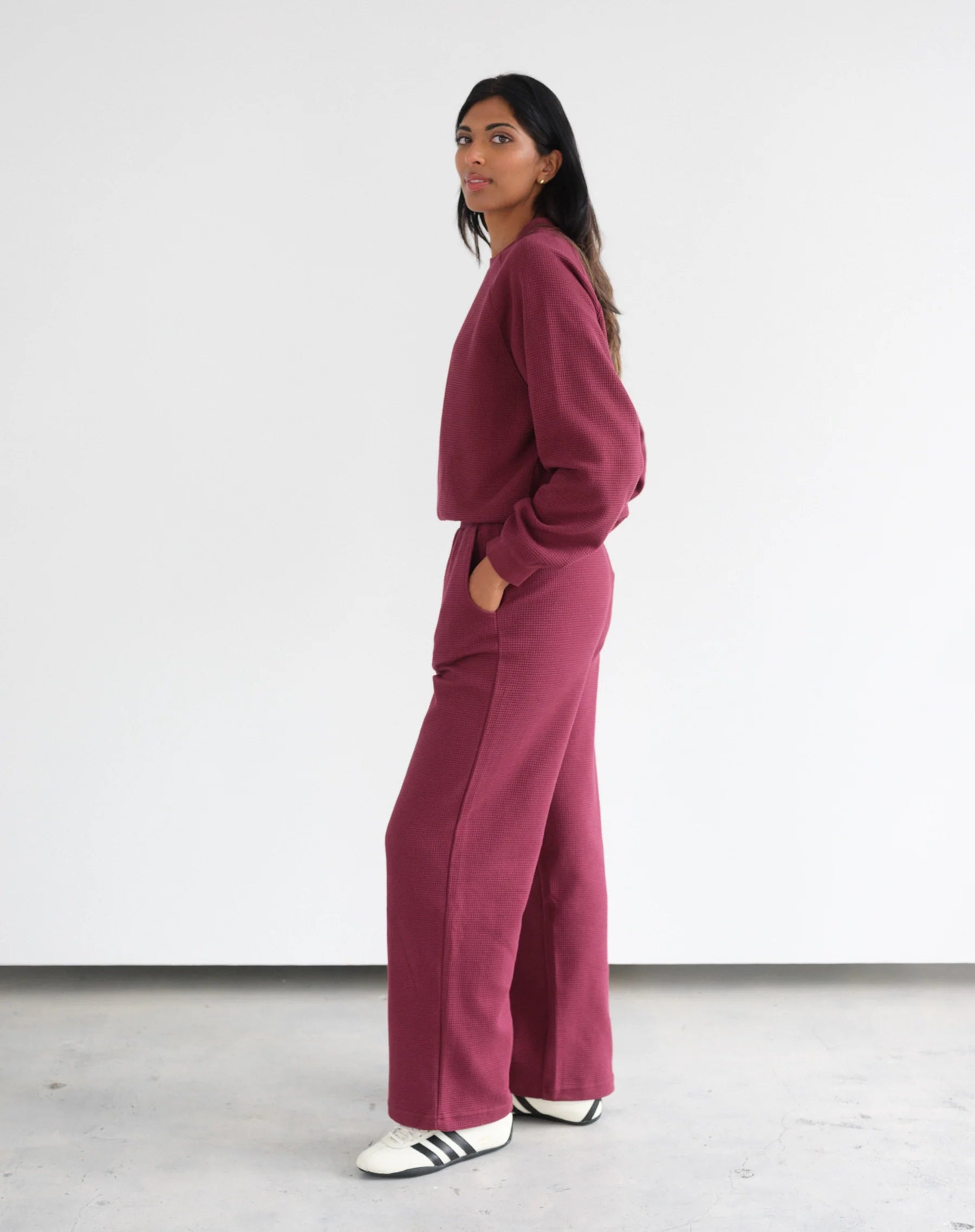 Brunette The Label  Waffle Wide Leg Pant