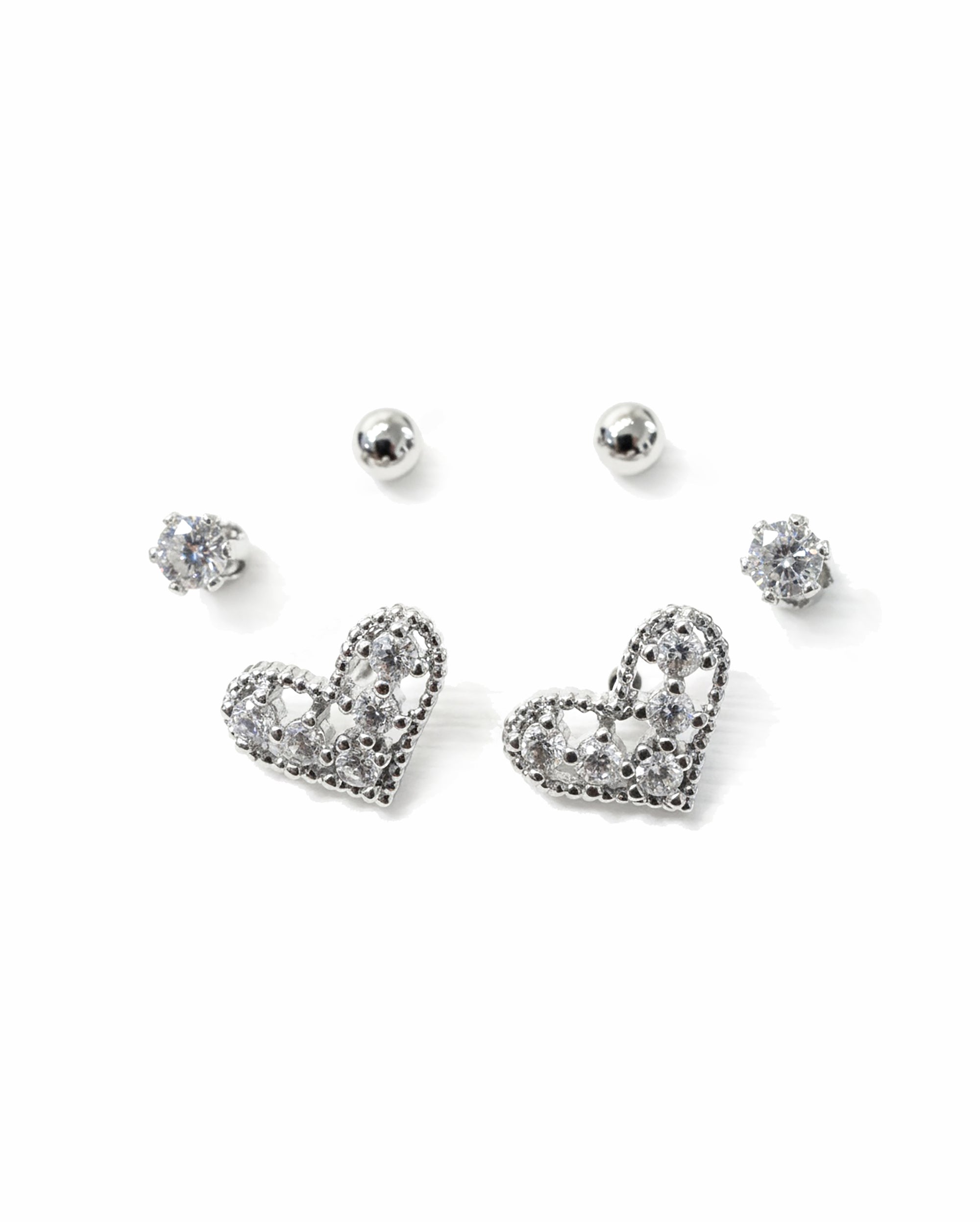 Sparkle Heart Stud Earrings